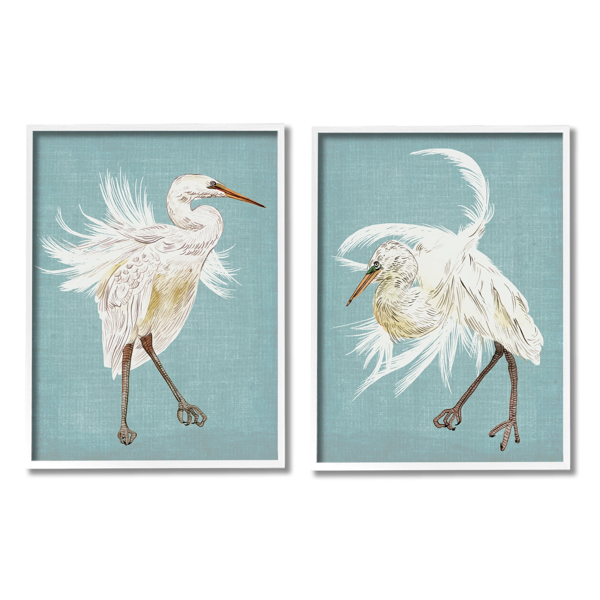Stupell Industries Dancing Heron Birds White Feathers over Blue, 16 x 20,Design by Melissa Wang