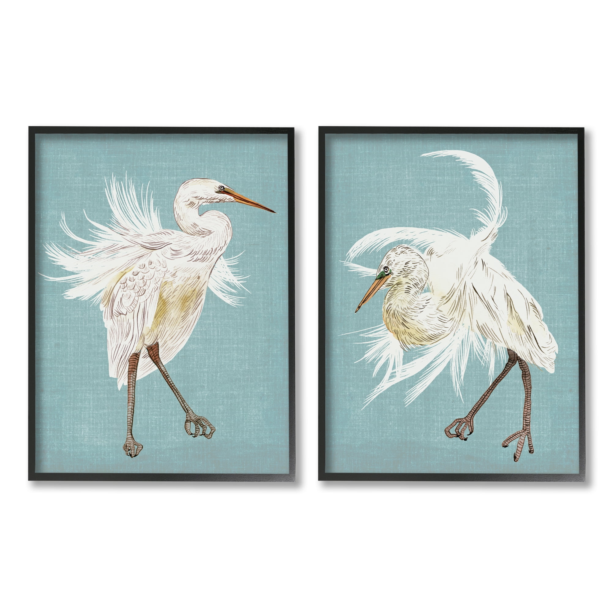 Stupell Industries Dancing Heron Birds White Feathers over Blue, 16 x 20,Design by Melissa Wang