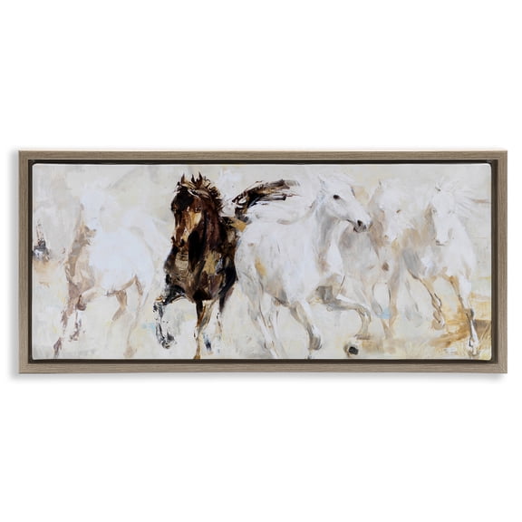 Stupell Industries Dancing Horses Abstract Scene Brown Framed Floater Canvas Wall Art, design by Lorenzo Collective