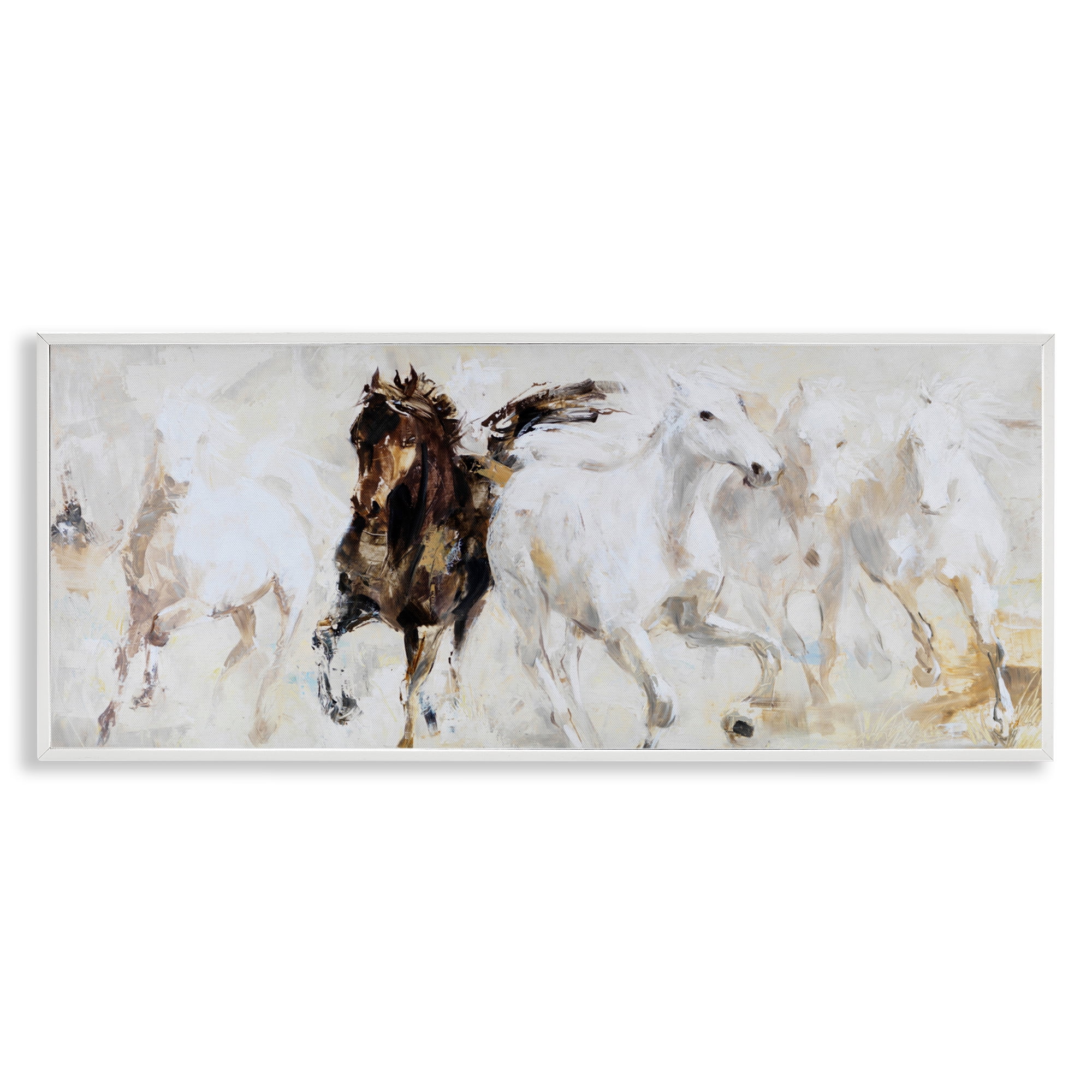 Stupell Industries Dancing Horses Abstract Scene White Framed Giclee Art, design by Lorenzo Collective