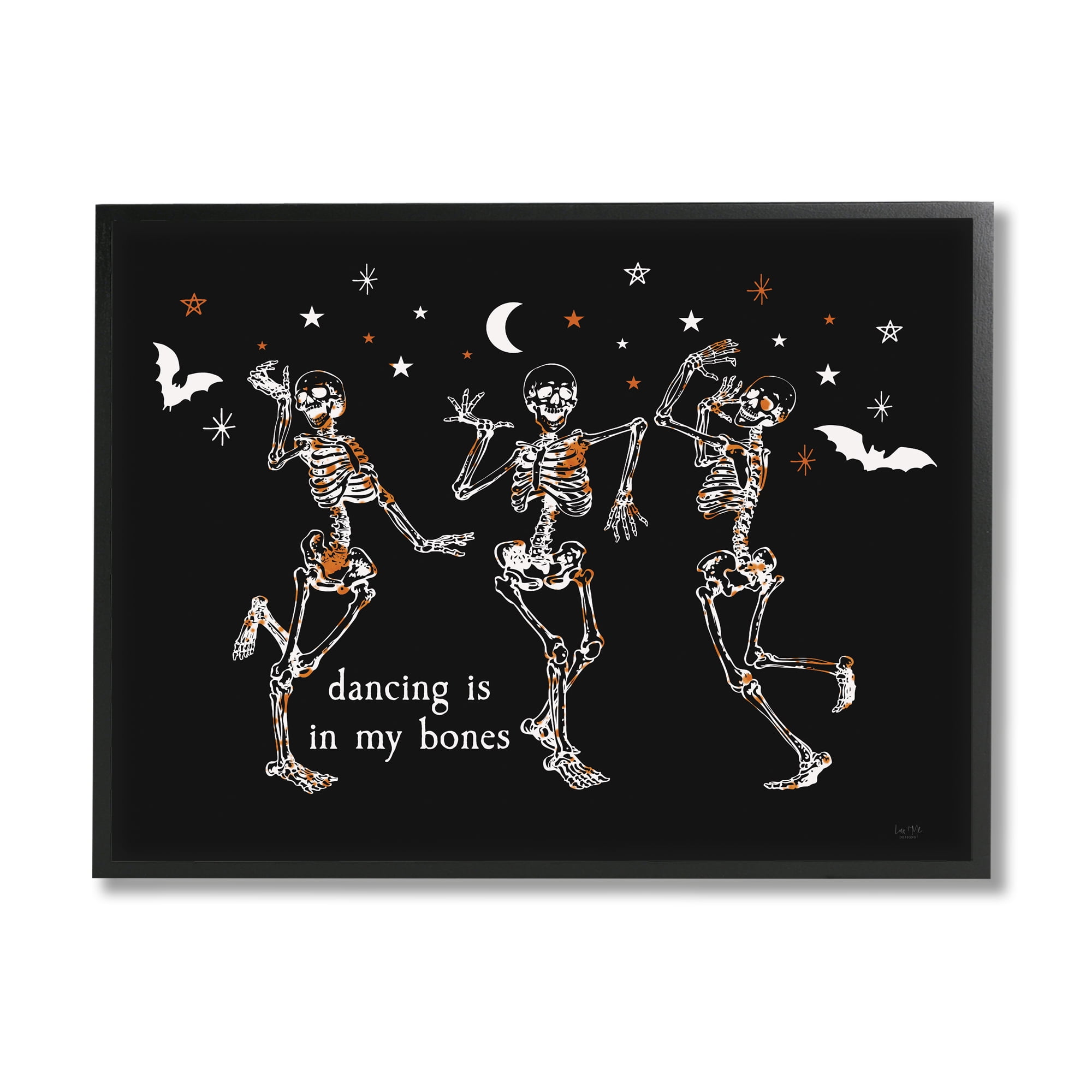 Stupell Industries Dancing In My Bones Skeletons Holiday Painting Black Framed Art Print Wall Art, 14 x 11