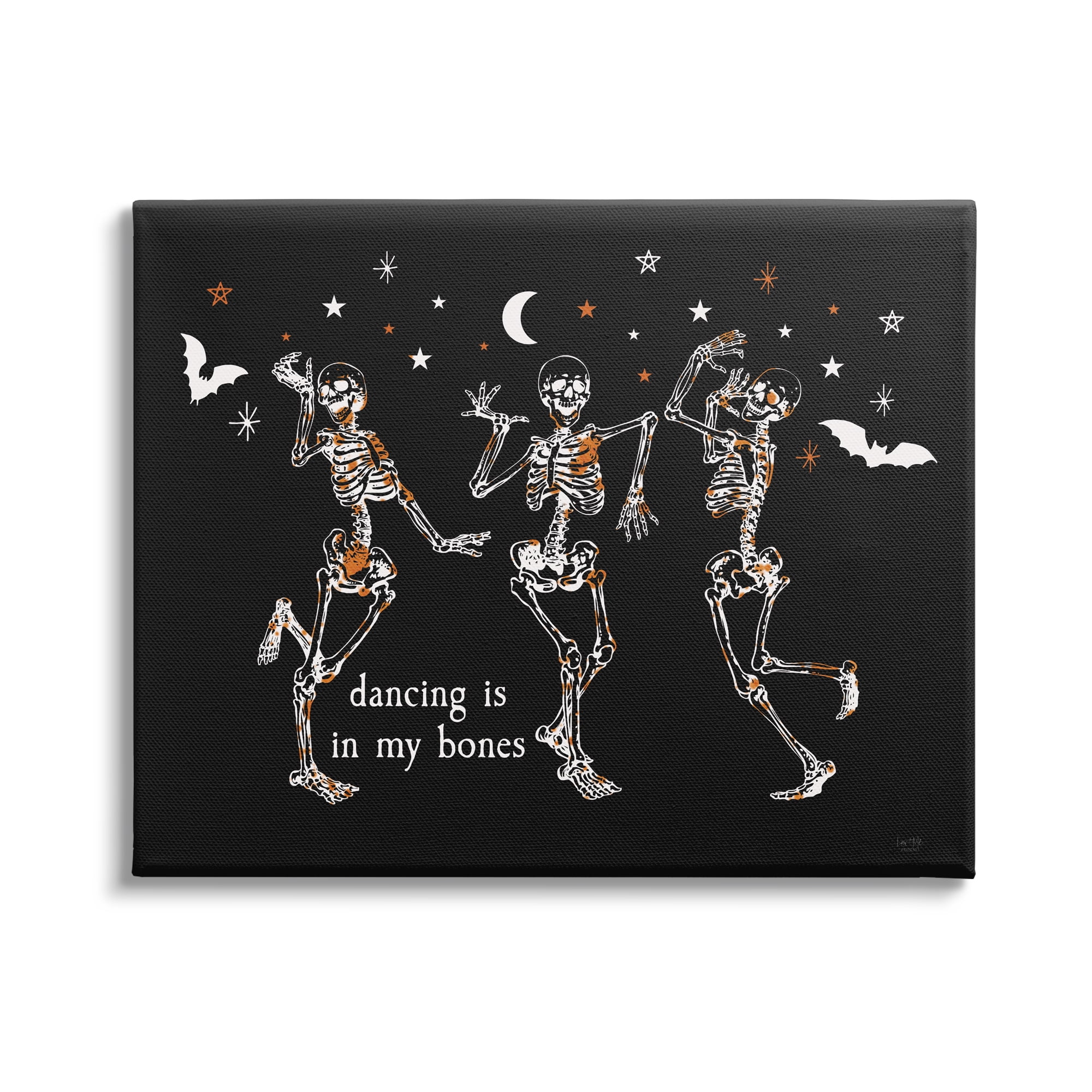 Stupell Industries Dancing In My Bones Skeletons Holiday Painting Gallery Wrapped Canvas Print Wall Art, 20 x 16