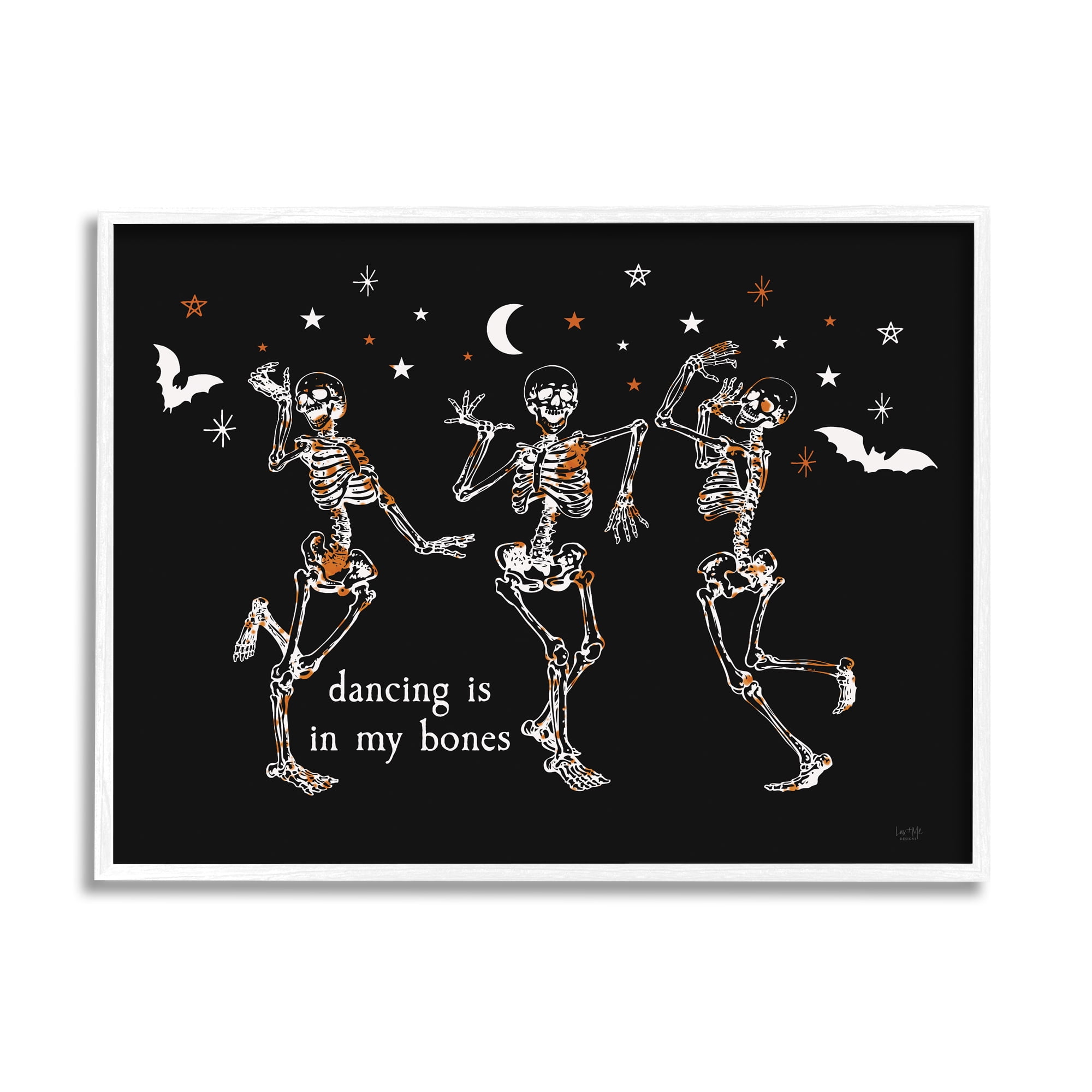 Stupell Industries Dancing In My Bones Skeletons Holiday Painting White Framed Art Print Wall Art, 20 x 16