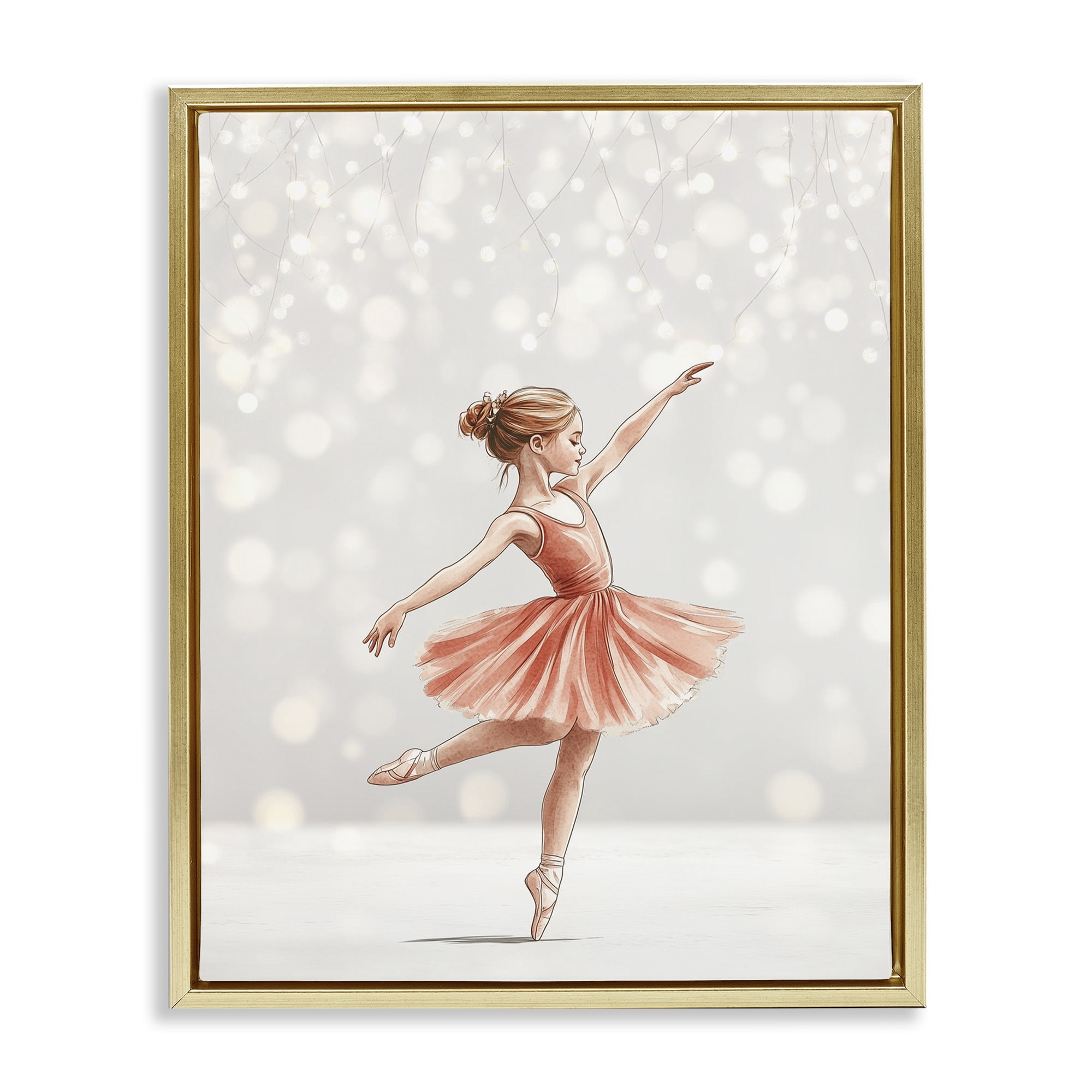 Stupell Industries Dancing In The Light Gold Framed Floater Canvas Wall Art, design by Christine Simpson Art