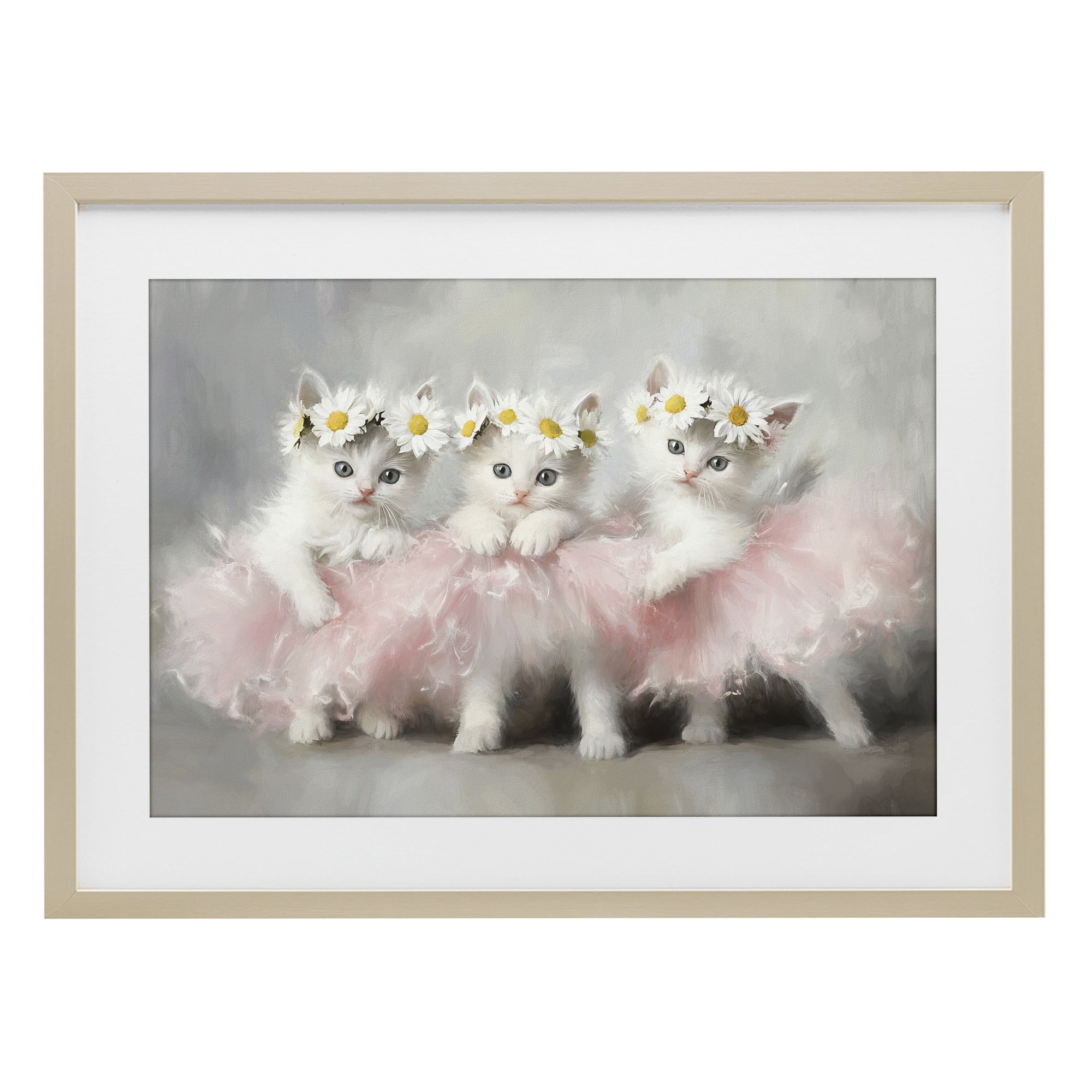 Stupell Industries Dancing Kittens in Tutus Birch Framed Print Under Glass, design by Tina LeCour