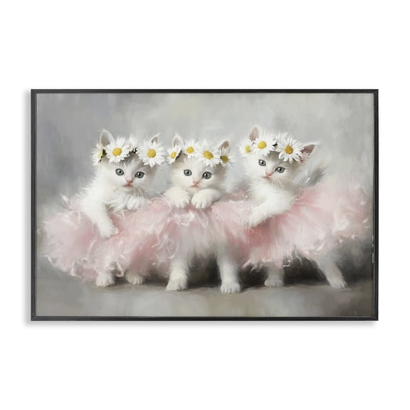 Stupell Industries Dancing Kittens in Tutus Black Framed Giclee Art, design by Tina LeCour