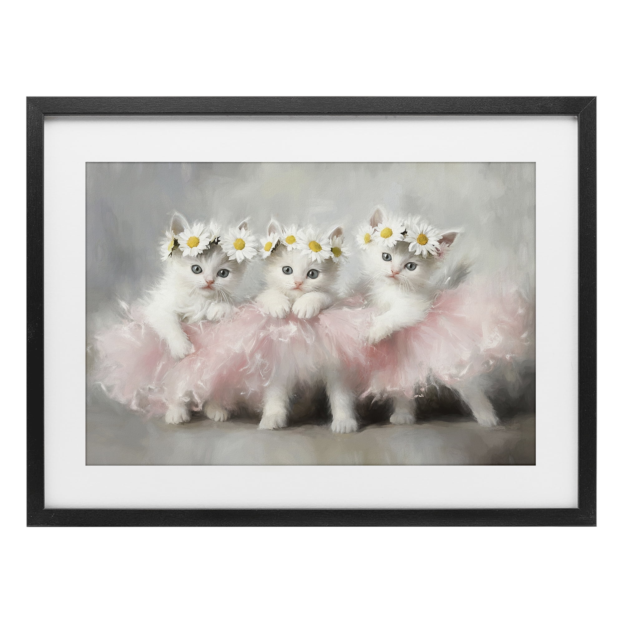 Stupell Industries Dancing Kittens in Tutus Black Framed Print Under Glass, design by Tina LeCour