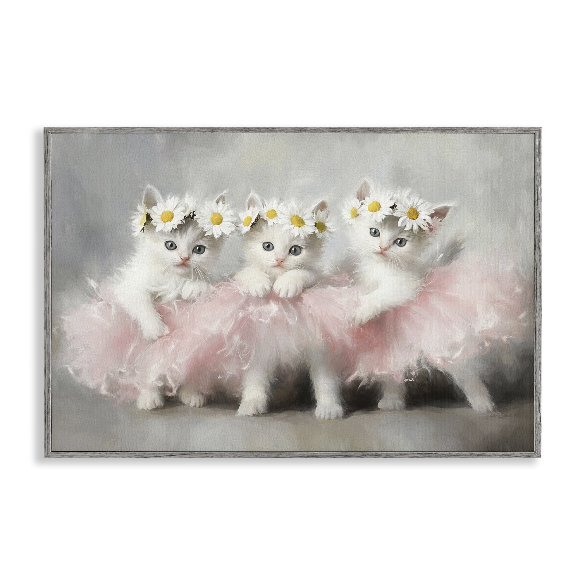Stupell Industries Dancing Kittens in Tutus Gray Framed Giclee Art, design by Tina LeCour