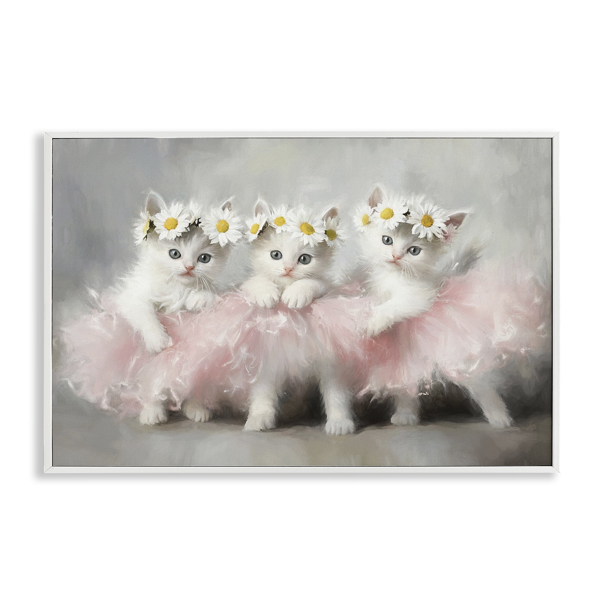 Stupell Industries Dancing Kittens in Tutus White Framed Giclee Art, design by Tina LeCour
