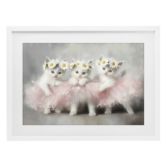 Stupell Industries Bohemian Dancing Kittens in Tutus White Framed Print Under Glass, 23 x 17, by Tina LeCour