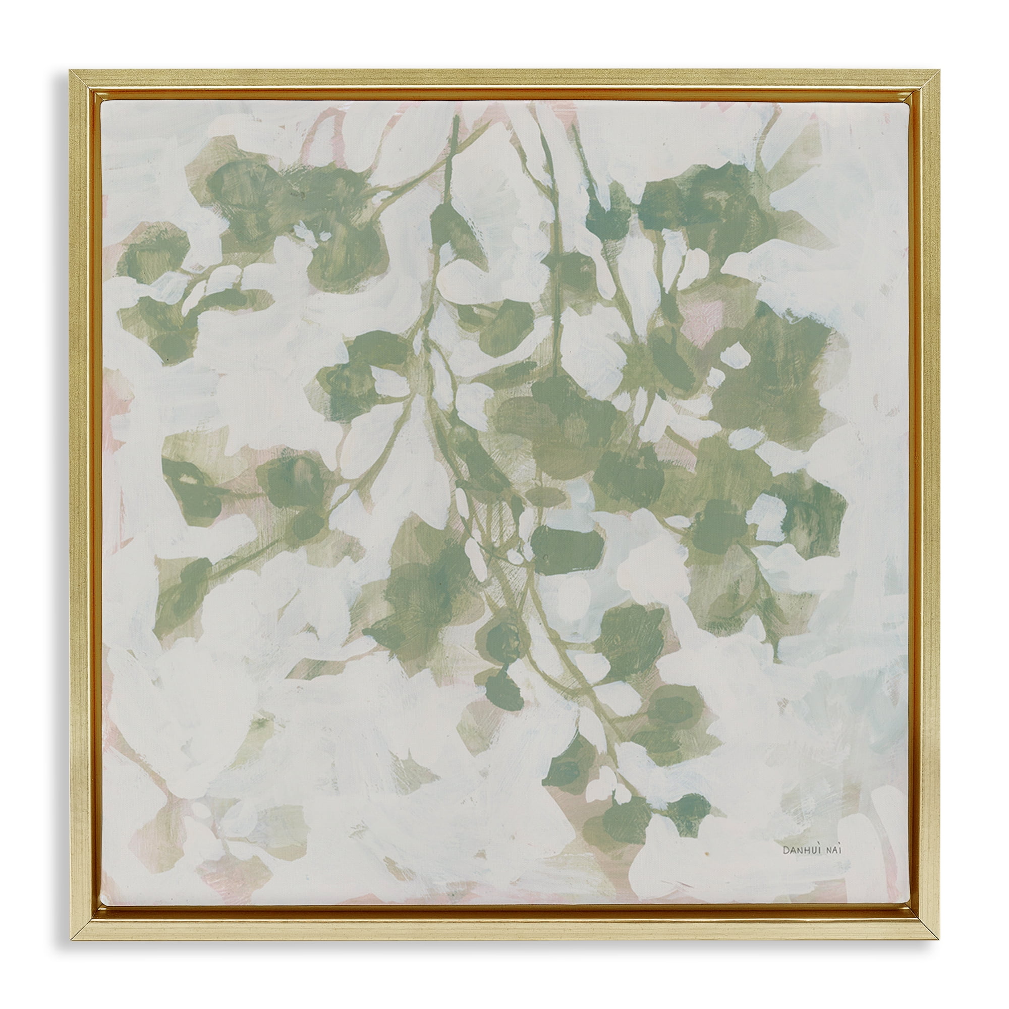 Stupell Industries Dancing Leaf Shadows Botanical & Floral Painting Gold Floater Framed Art Print Wall Art, 25 x 25