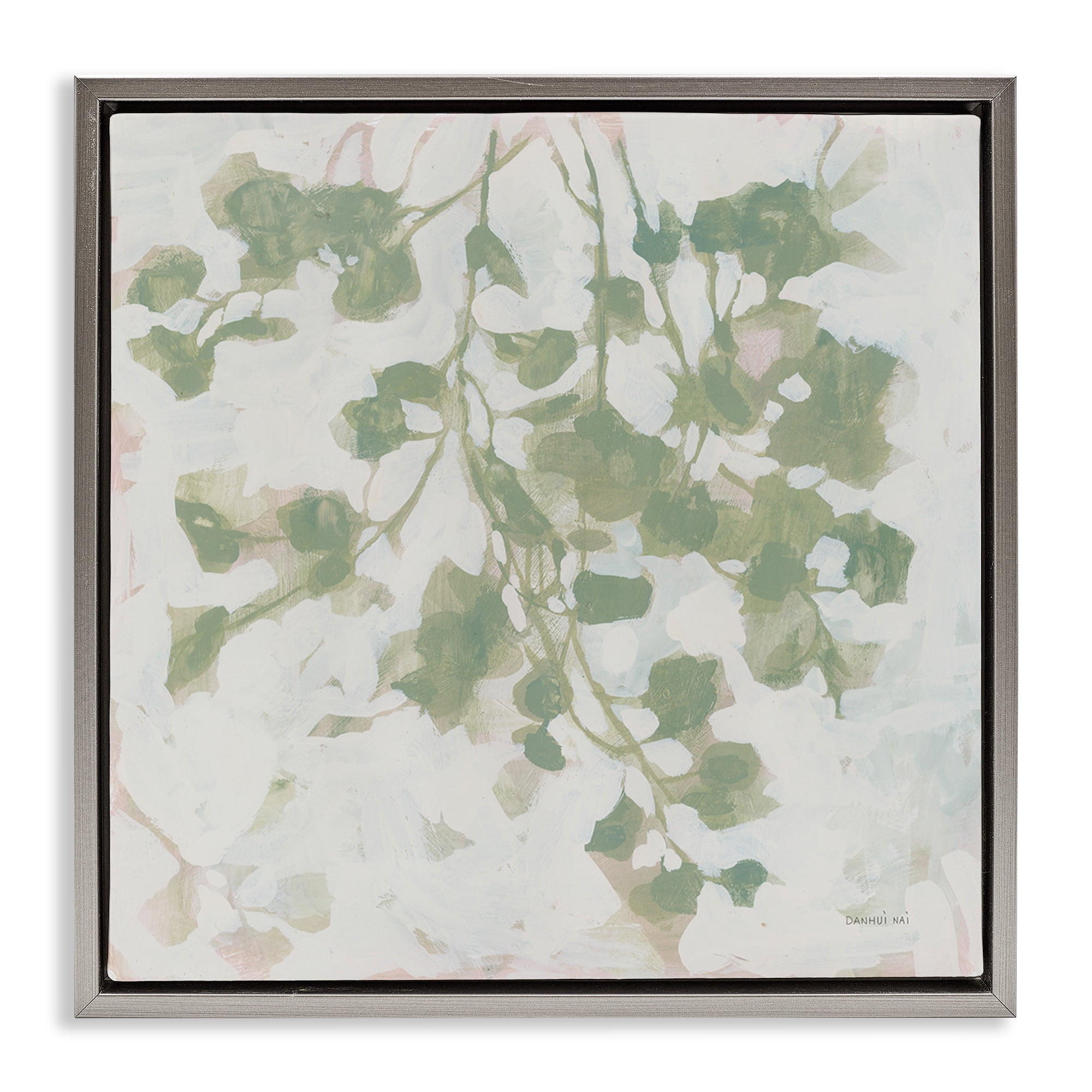 Stupell Industries Dancing Leaf Shadows Botanical & Floral Painting Gray Floater Framed Art Print Wall Art, 25 x 25