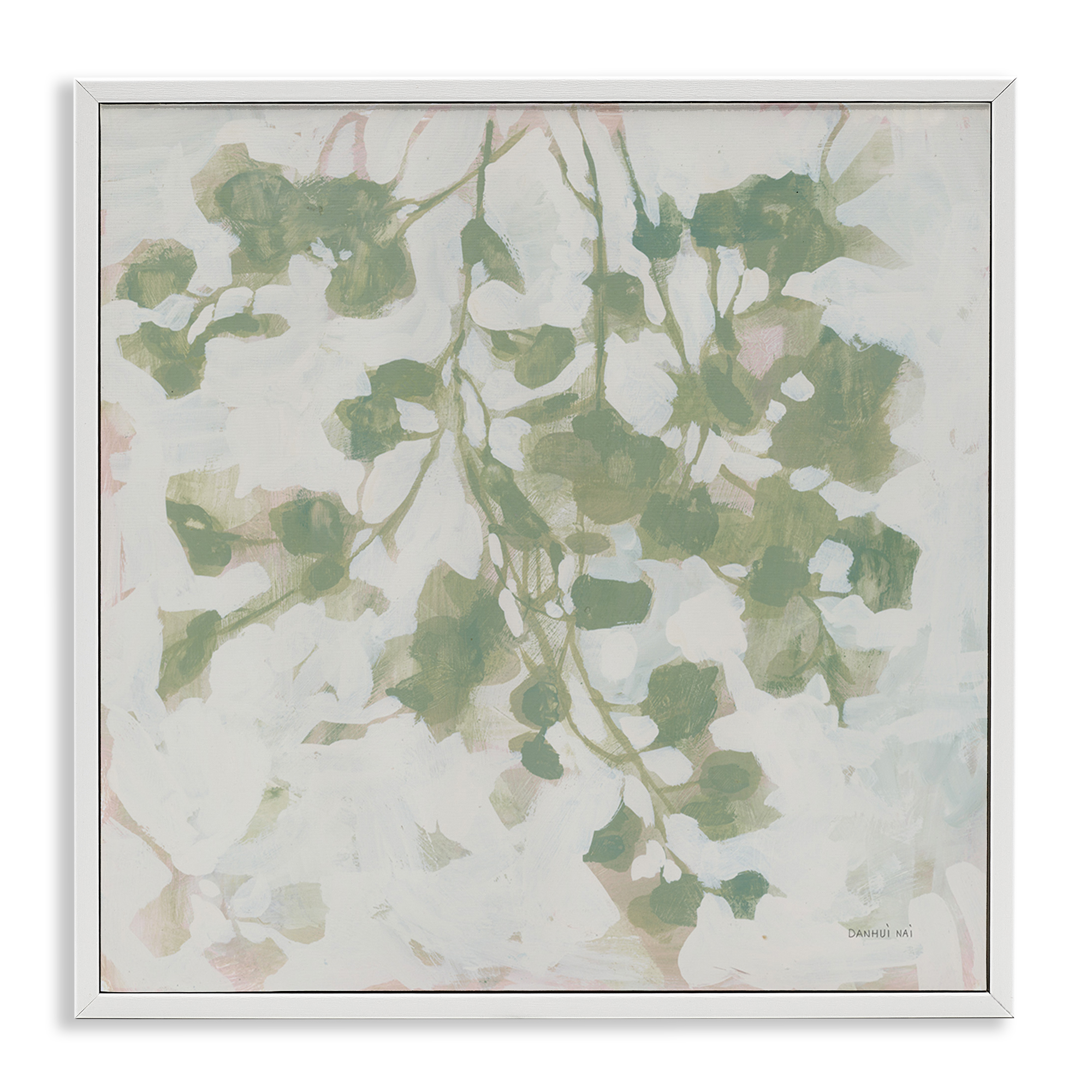 Stupell Industries Dancing Leaf Shadows Botanical & Floral Painting White Framed Art Print Wall Art, 24 x 24