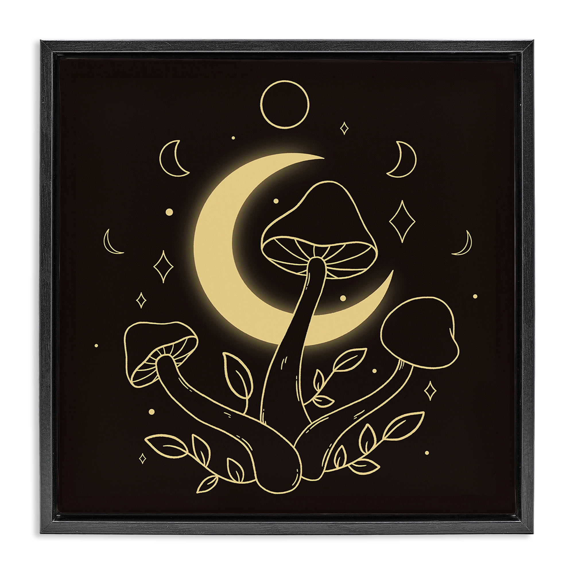Stupell Industries Dancing Mushrooms & Moon Plants & Flowers Painting ...