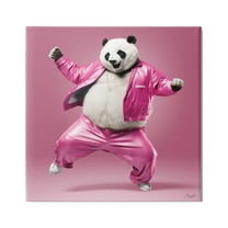 Stupell Industries Dancing Panda in Pink Animals & Insects Painting Gallery Wrapped Canvas Art Print Wall Art, 17 x 17