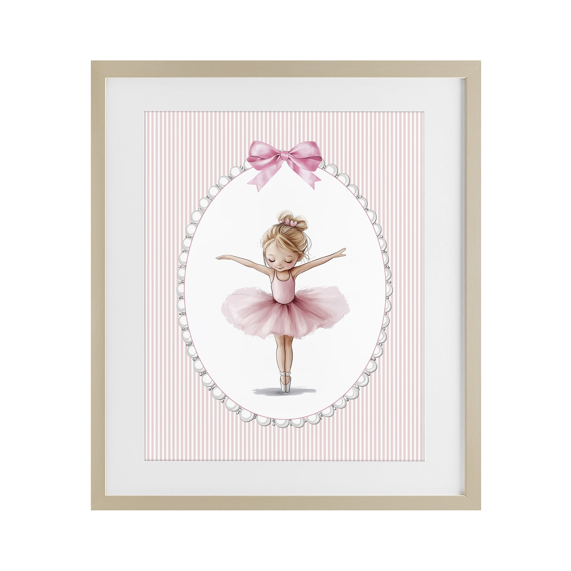 Stupell Industries Dancing Pink Ballerina Birch Framed Print Under Glass, design by Christine Simpson Art