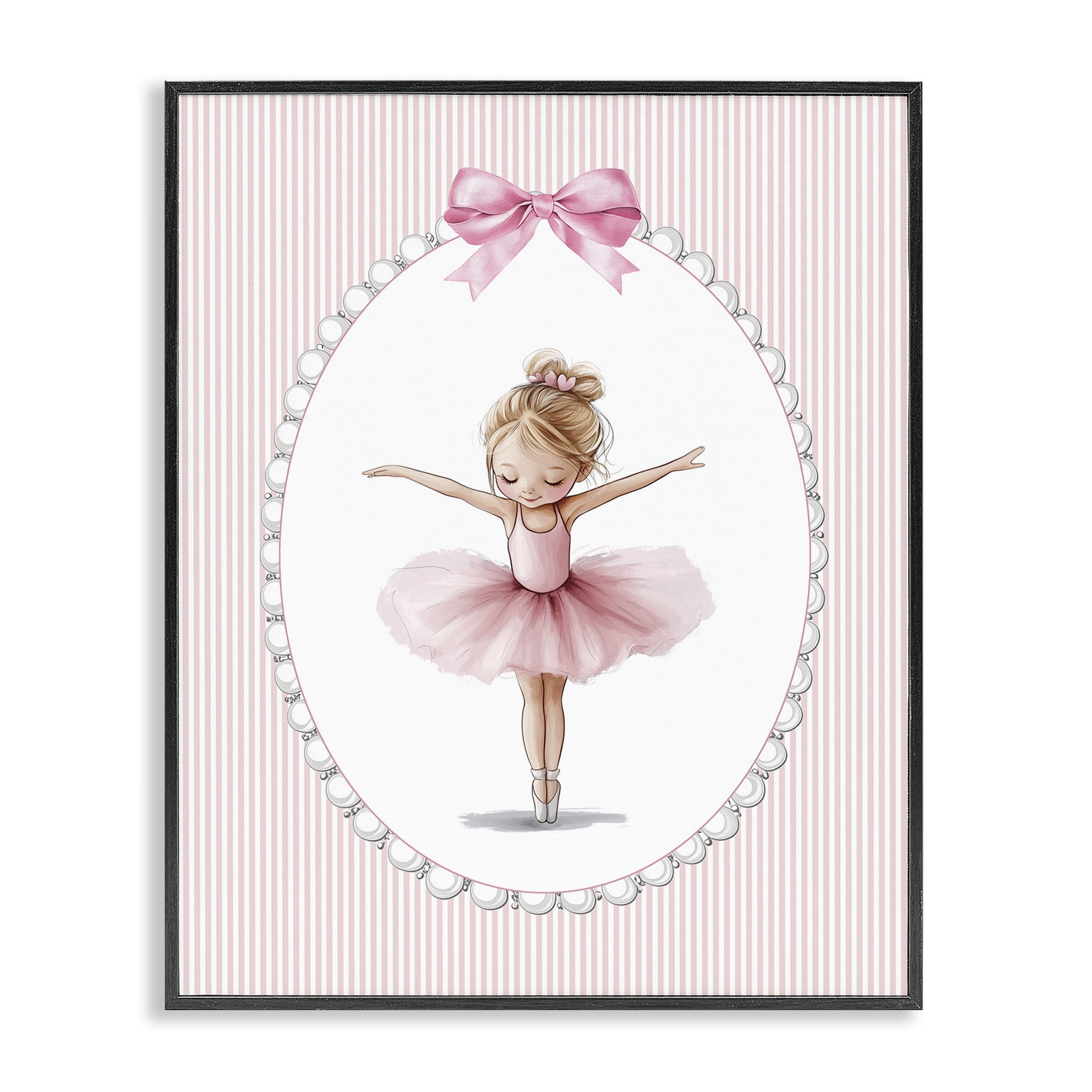 Stupell Industries Dancing Pink Ballerina Black Framed Giclee Art, design by Christine Simpson Art