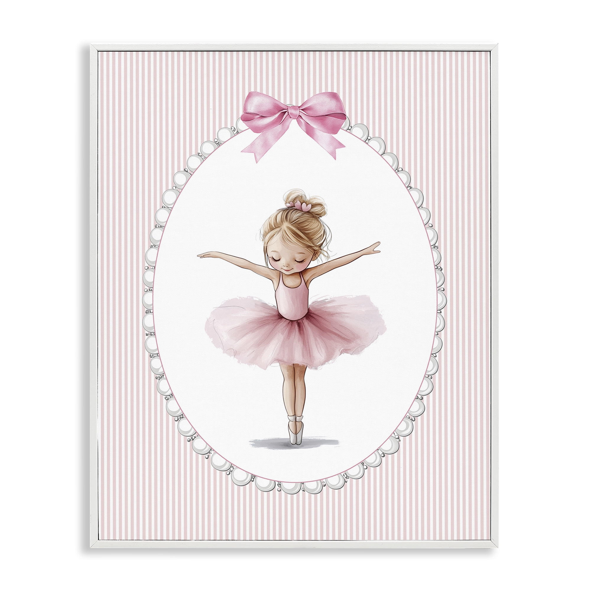 Stupell Industries Dancing Pink Ballerina White Framed Giclee Art, design by Christine Simpson Art