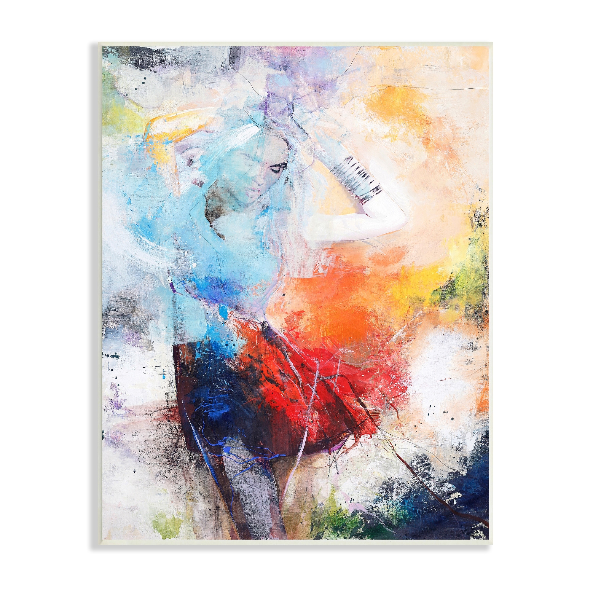 Stupell Industries Dancing Woman Abstract Expressive Painting Lively Rainbow Tones, 10 x 15,Design by Design Fabrikken