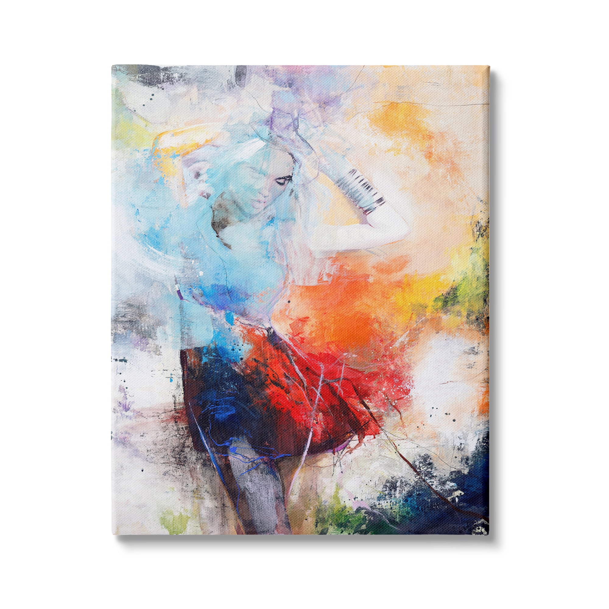 Stupell Industries Dancing Woman Abstract Expressive Painting Lively Rainbow Tones, 16 x 20,Design by Design Fabrikken