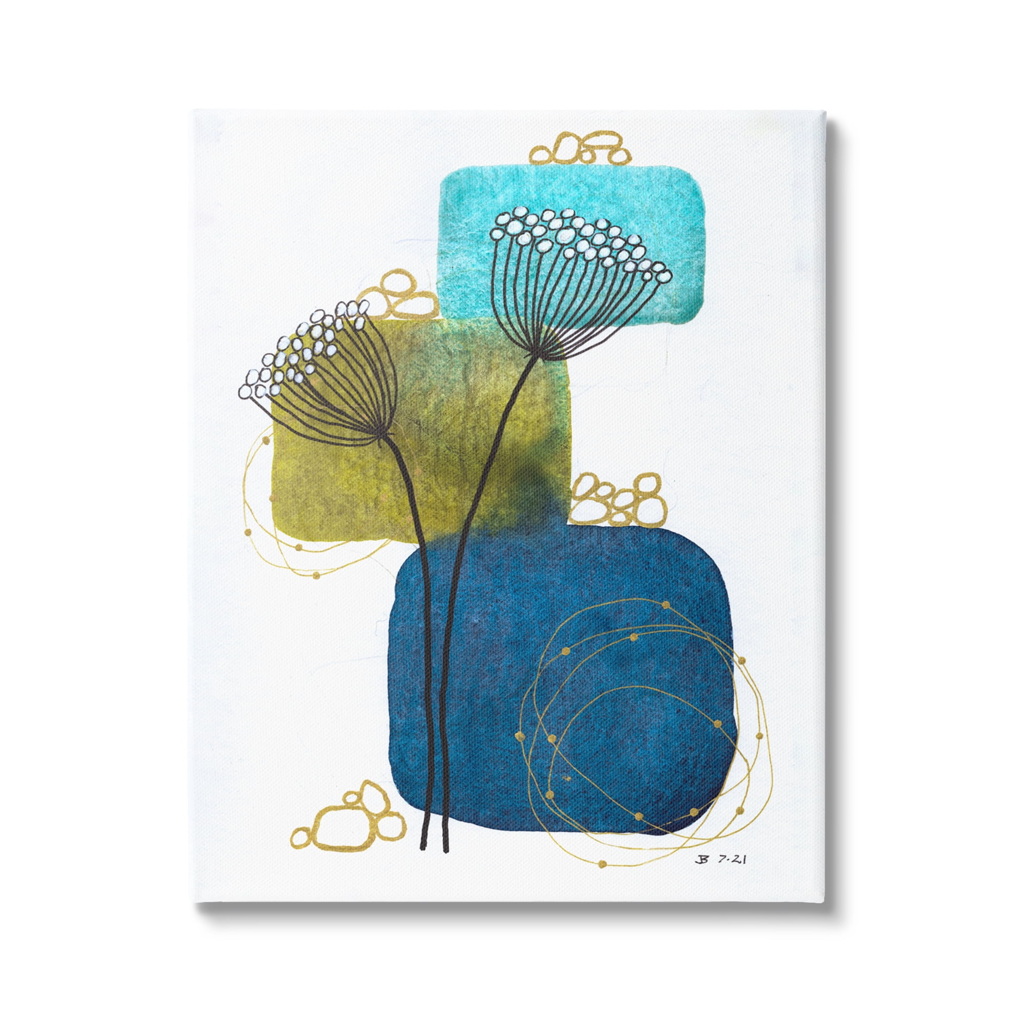 Stupell Industries Dandelion Buds on Blue Botanical & Floral Painting Gallery Wrapped Canvas Print Wall Art, 36 x 48