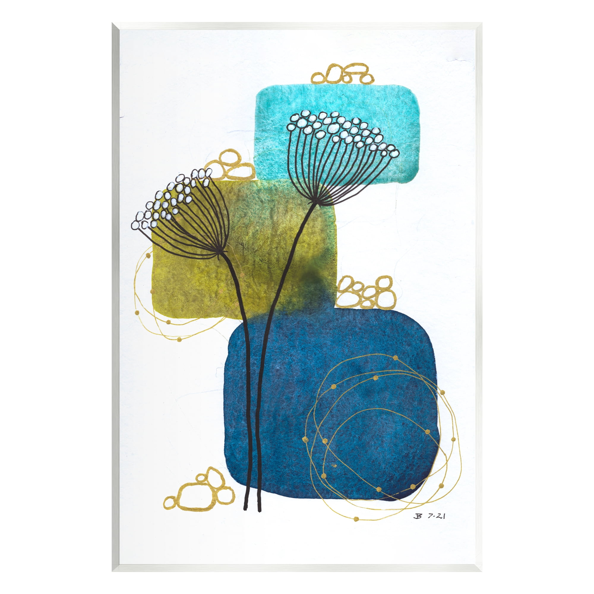 Stupell Industries Dandelion Buds on Blue Botanical & Floral Painting Unframed Art Print Wall Art, 13 x 19
