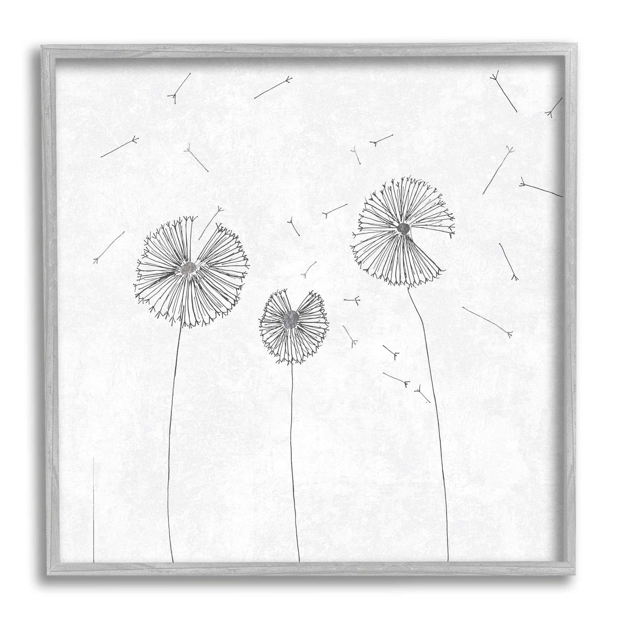 Stupell Industries Dandelion Florals Flying Seeds Flower Line Art Drawing,12 x 12, Design by Cloverfield & Co.