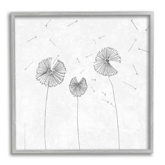Stupell Industries Dandelion Florals Flying Seeds Flower Line Art Drawing,24 x 24, Design by Cloverfield & Co.