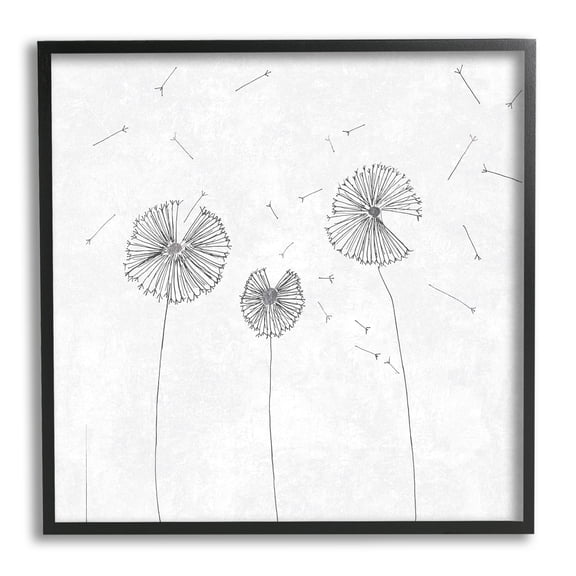 Stupell Industries Dandelion Florals Flying Seeds Flower Line Art Drawing,24 x 24, Design by Cloverfield & Co.