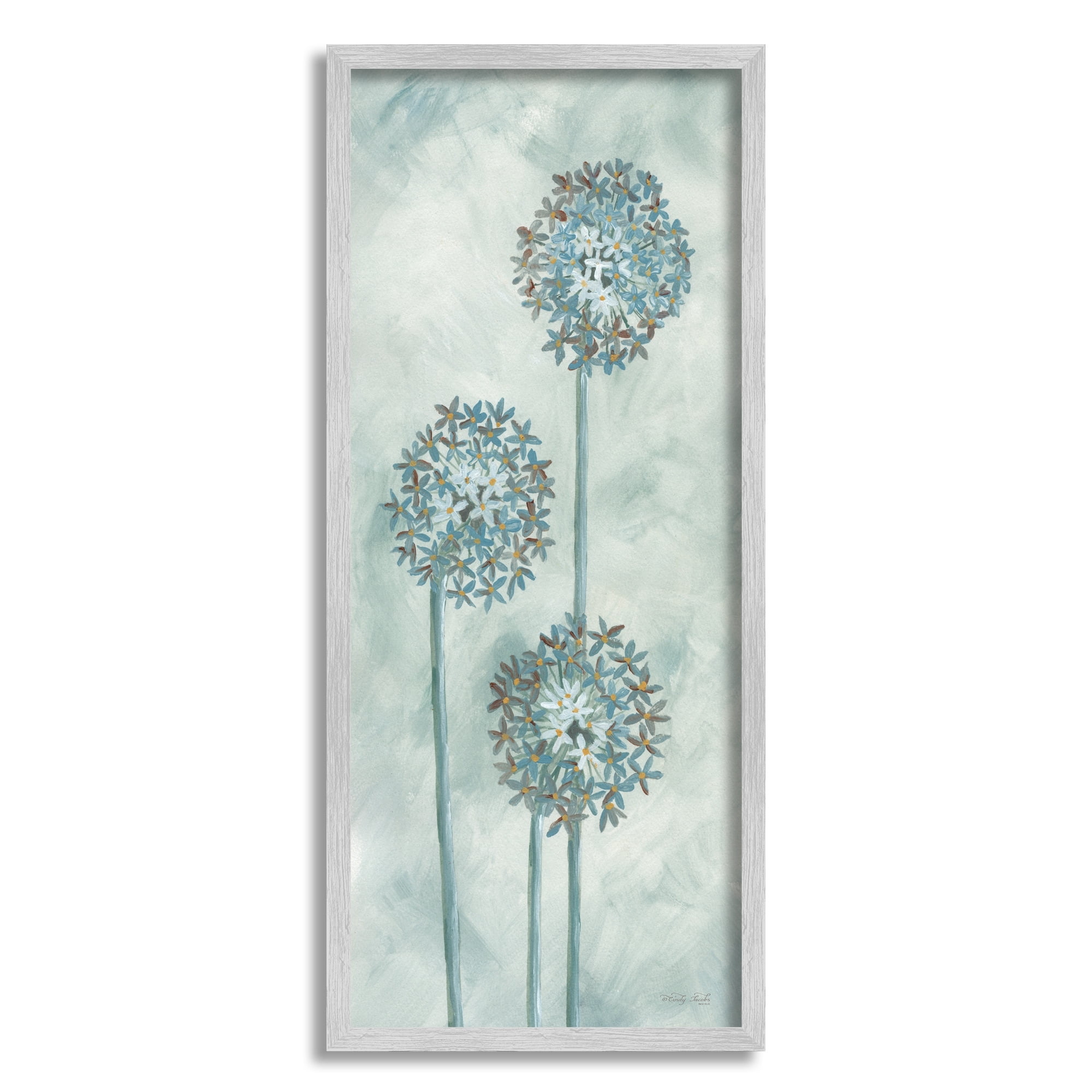 Stupell Industries Dandelion Flower Sprigs Wildflower Plant Nature Petals Painting Gray Framed Art Print Wall Art, Design by Cindy Jacobs