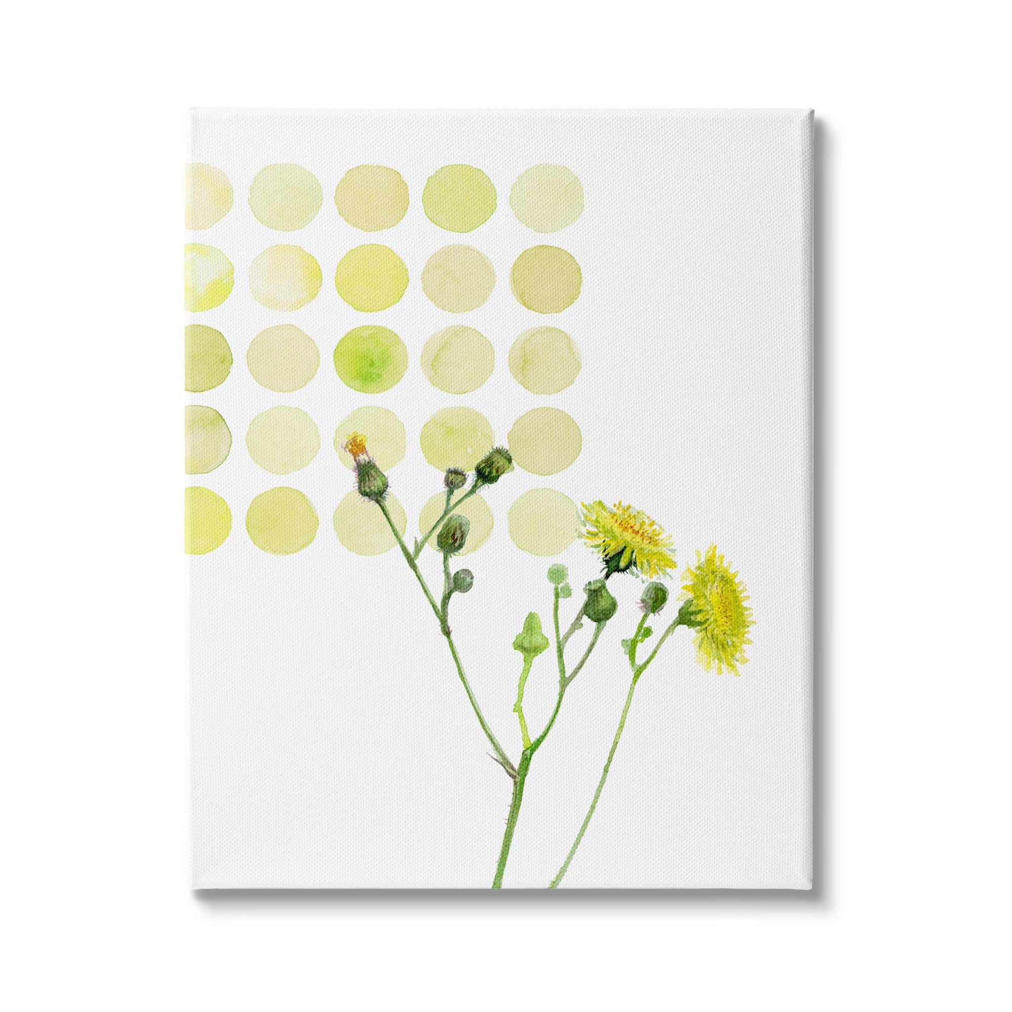 Stupell Industries Dandelion Flowers under Abstract Summer Circles Floral Painting, 16 x 20, Design by Verbrugge Watercolor