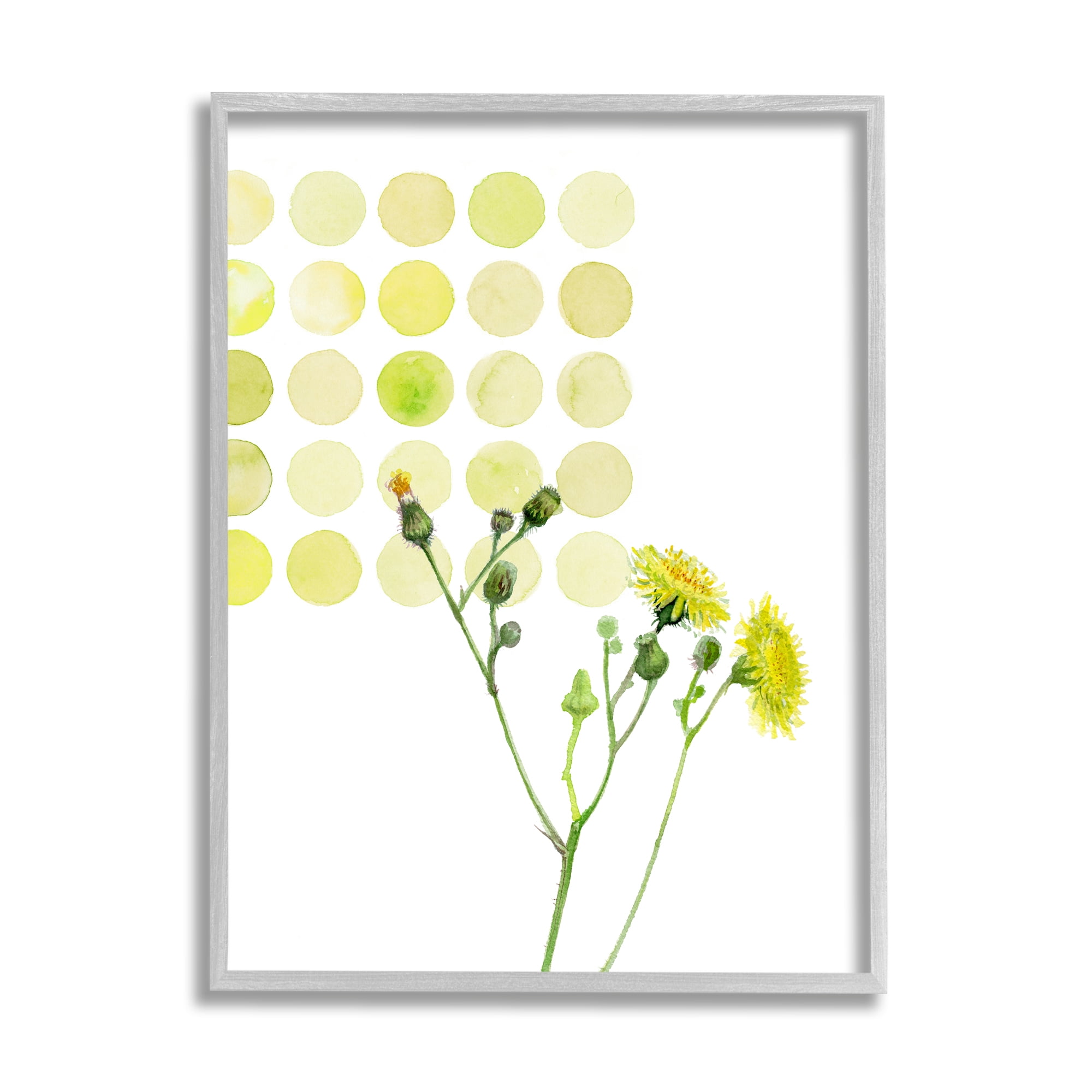 Stupell Industries Dandelion Flowers under Abstract Summer Circles Floral Painting, 16 x 20, Design by Verbrugge Watercolor