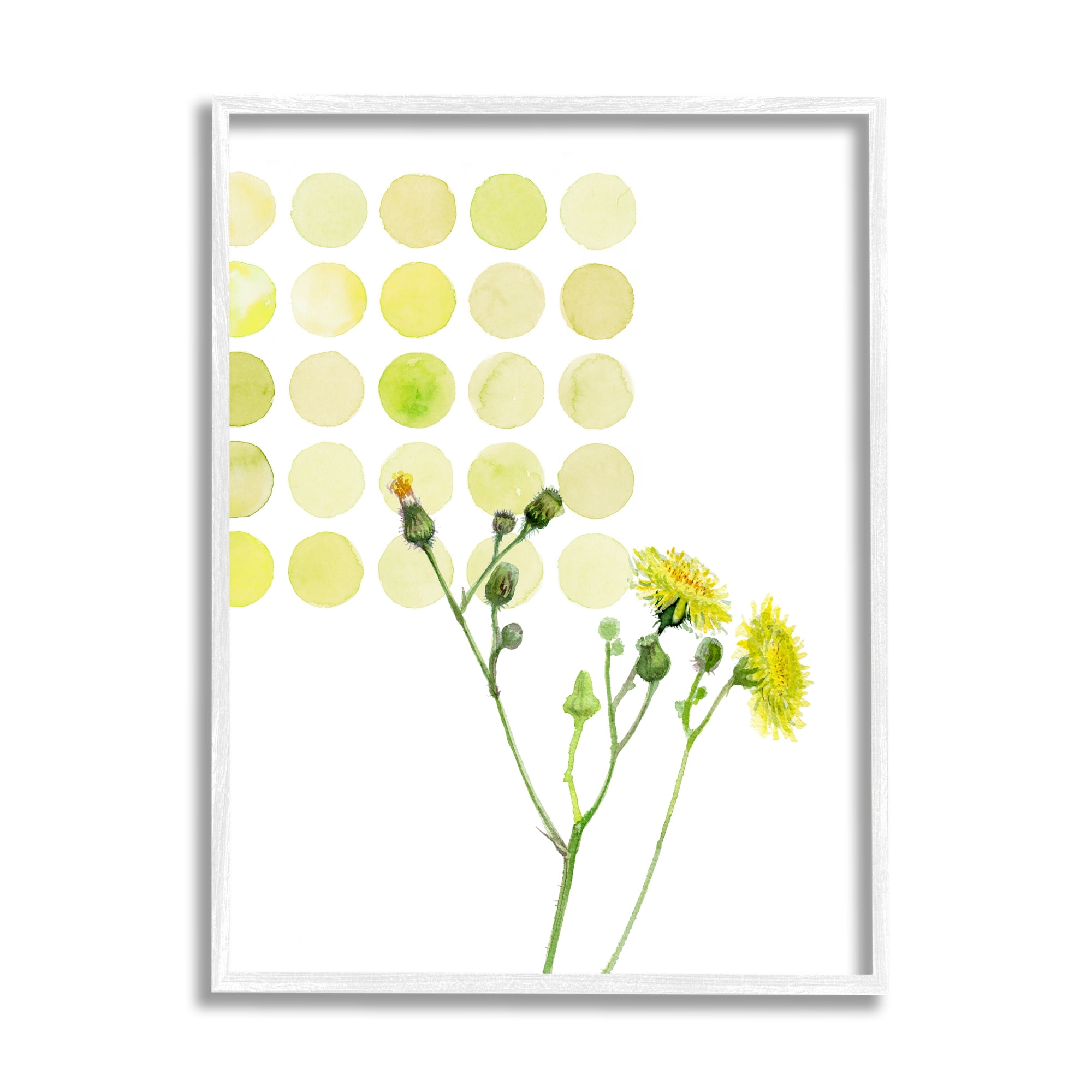 Stupell Industries Dandelion Flowers under Abstract Summer Circles Floral Painting, 24 x 30, Design by Verbrugge Watercolor