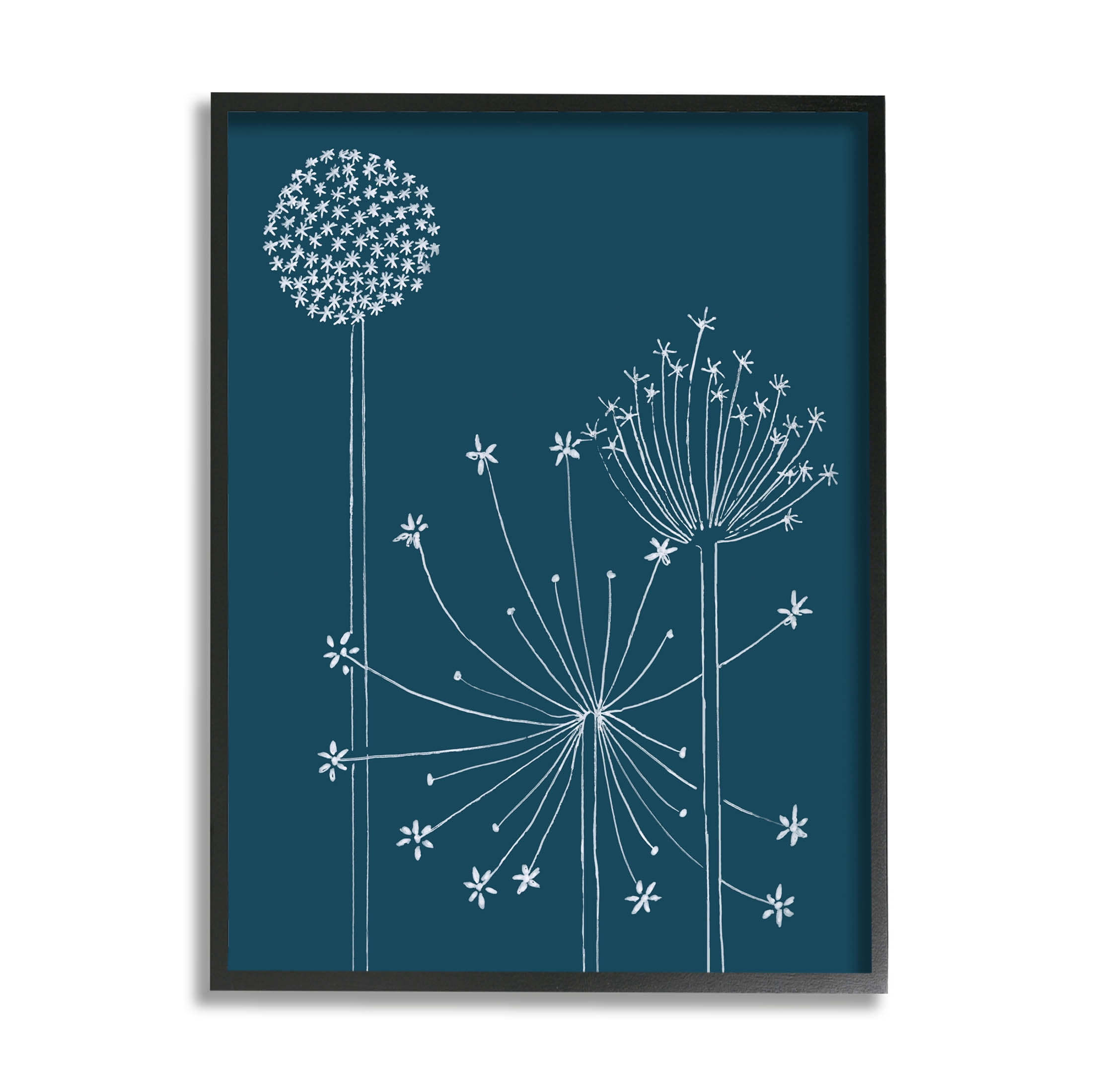 Stupell Industries Dandelion Wildflower Botanical Outlines Graphic Art Black Framed Art Print Wall Art, Design by Alicia Longley
