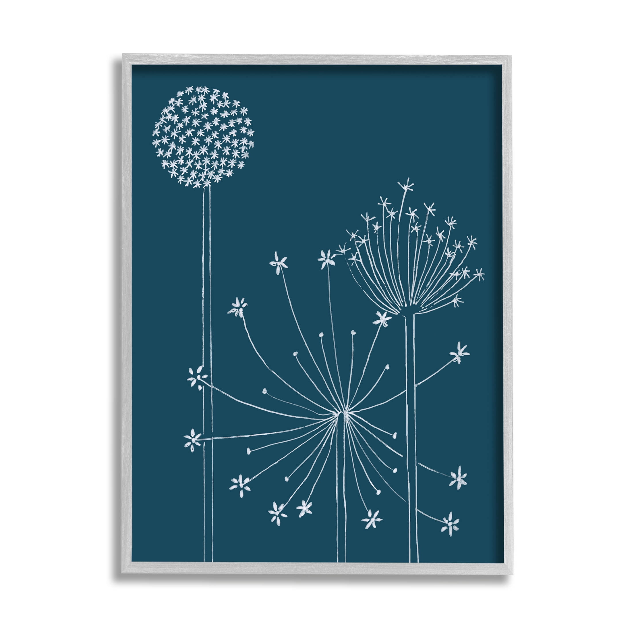 Stupell Industries Dandelion Wildflower Botanical Outlines Graphic Art Gray Framed Art Print Wall Art, Design by Alicia Longley