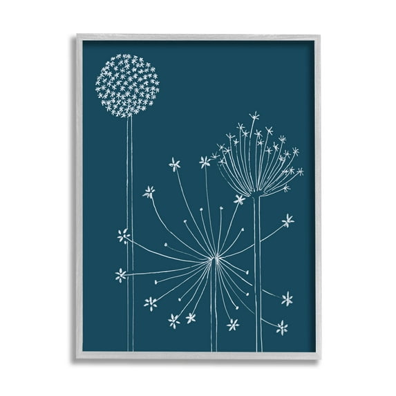 Stupell Industries Dandelion Wildflower Botanical Outlines Graphic Art Gray Framed Art Print Wall Art, Design by Alicia Longley