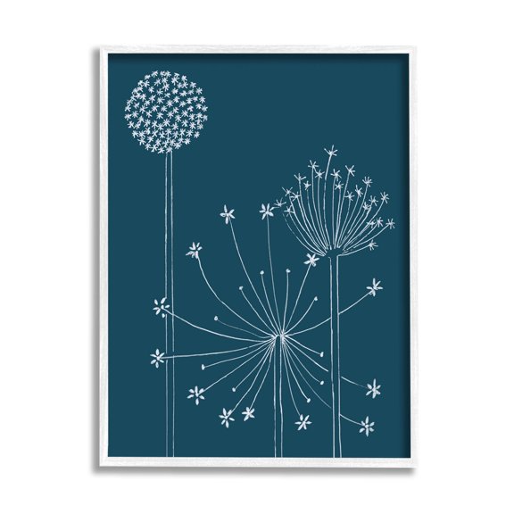 Stupell Industries Dandelion Wildflower Botanical Outlines Graphic Art White Framed Art Print Wall Art, Design by Alicia Longley