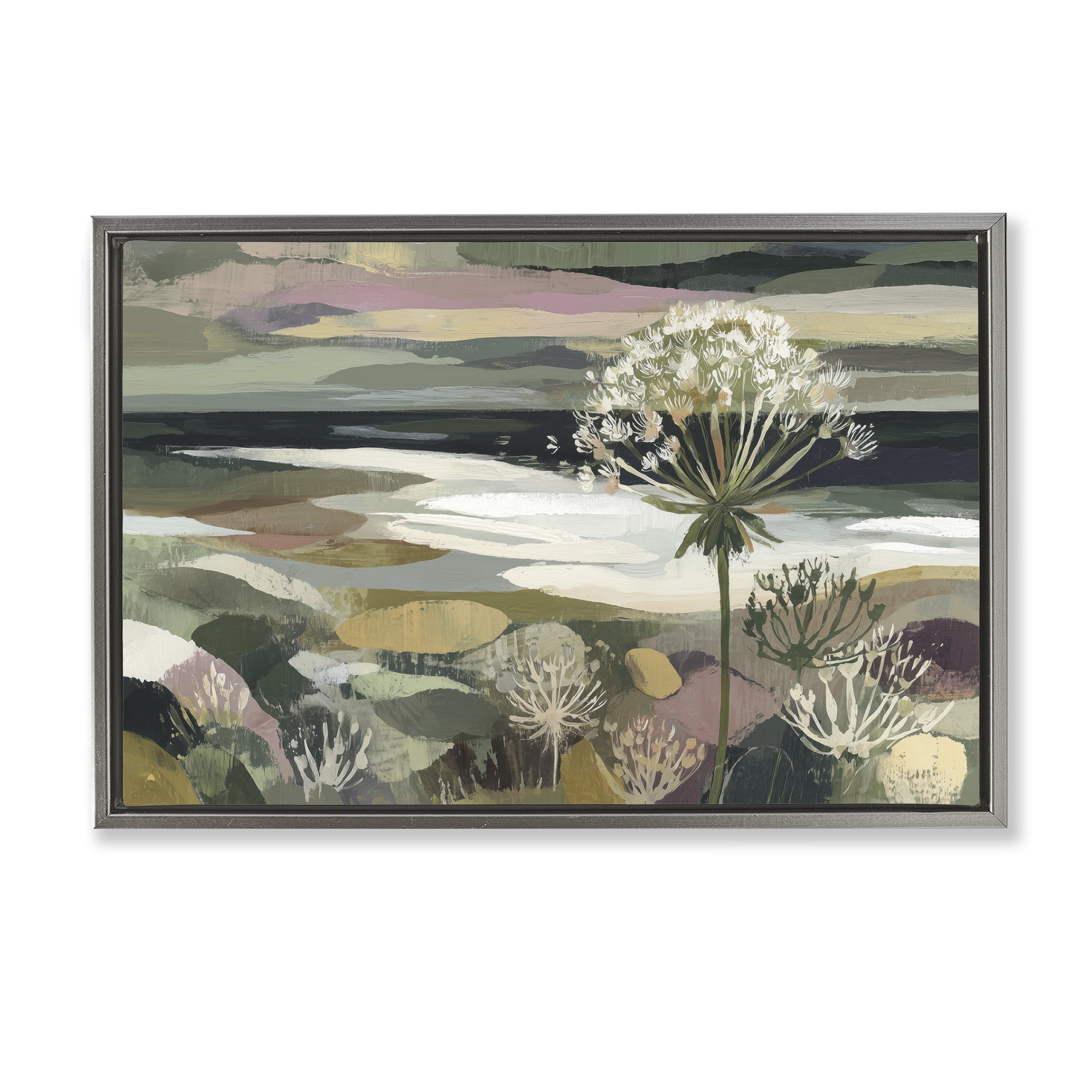 Stupell Industries Dandelion in Misty Meadow Gray Framed Floater Canvas Wall Art, design by Chromatic Storm Studio