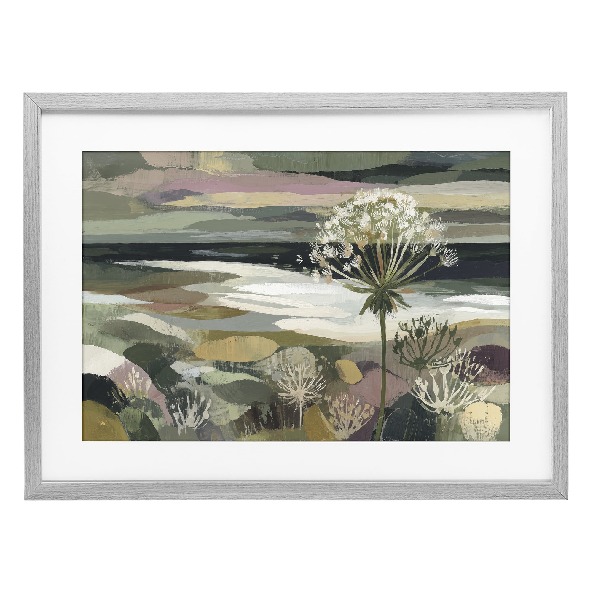 Stupell Industries Dandelion in Misty Meadow Gray Framed Print Under Glass, design by Chromatic Storm Studio