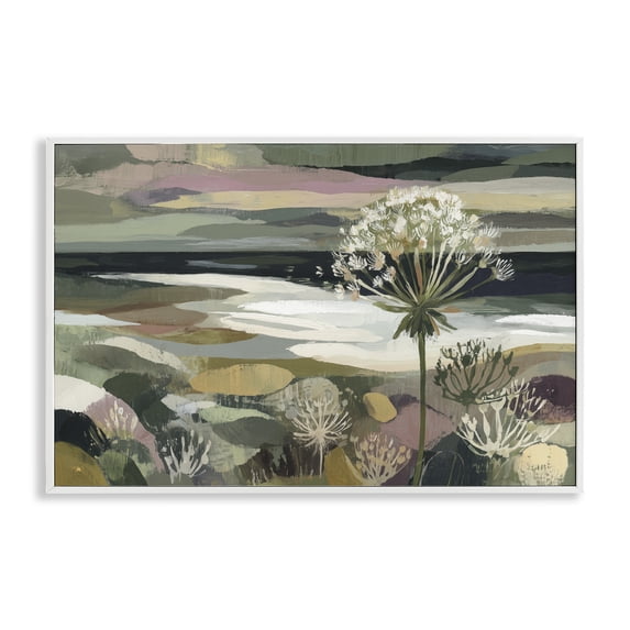 Stupell Industries Coastal Dandelion in Misty Meadow White Framed Giclee Art, 18 x 12, by Chromatic Storm Studio