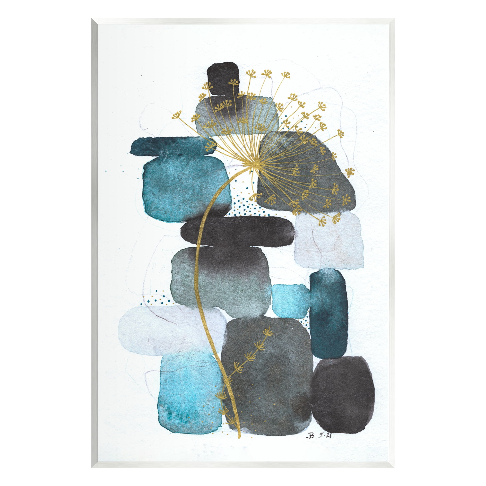 Stupell Industries Dandelion on Blue Rocks Abstract Painting Unframed Art Print Wall Art, 10 x 15