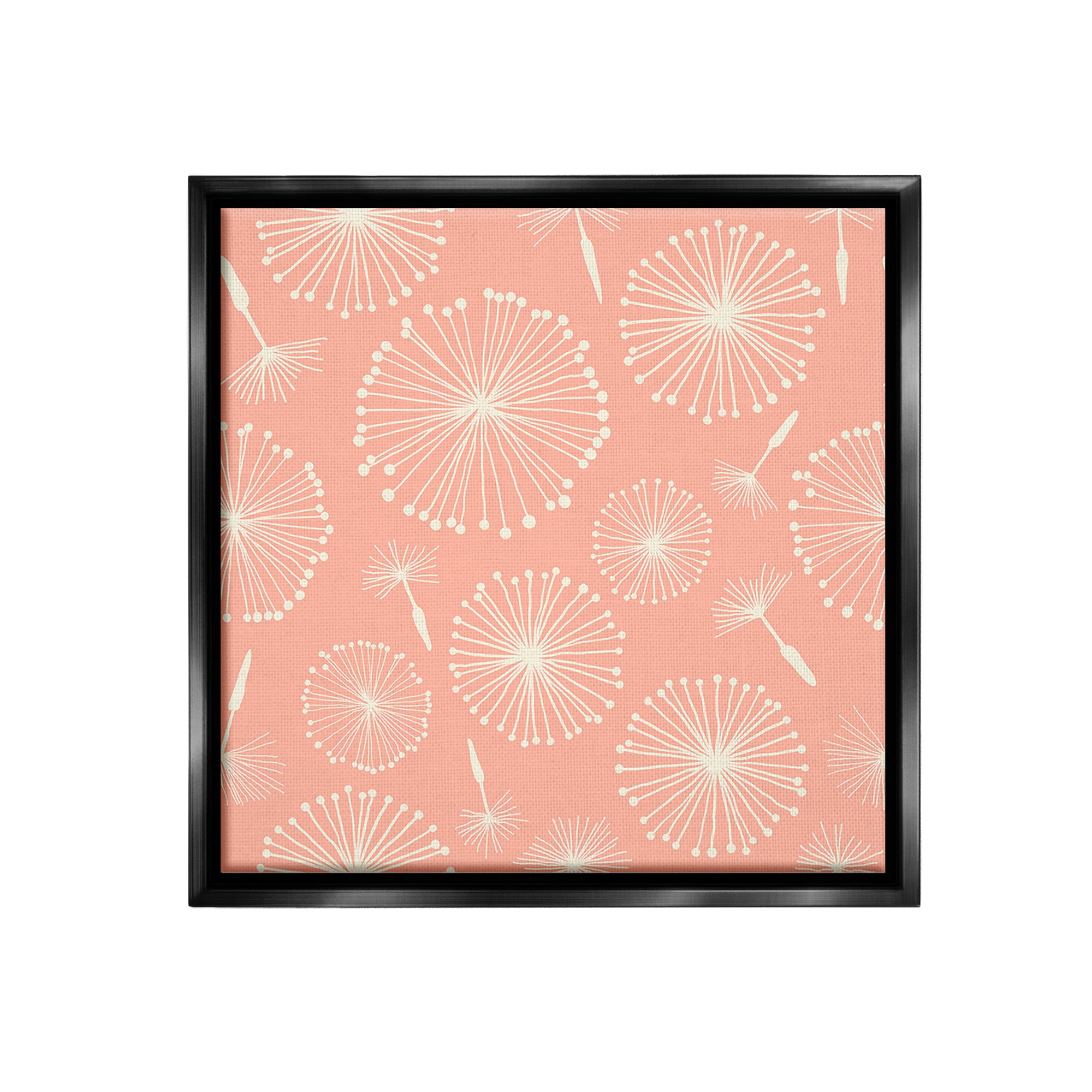 Stupell Industries Dandelions on Blush Botanical & Floral Painting Black Floater Framed Canvas Art Print Wall Art, 25 x 25