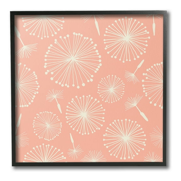 Stupell Industries Dandelions on Blush Botanical & Floral Painting Black Framed Art Print Wall Art, 12 x 12