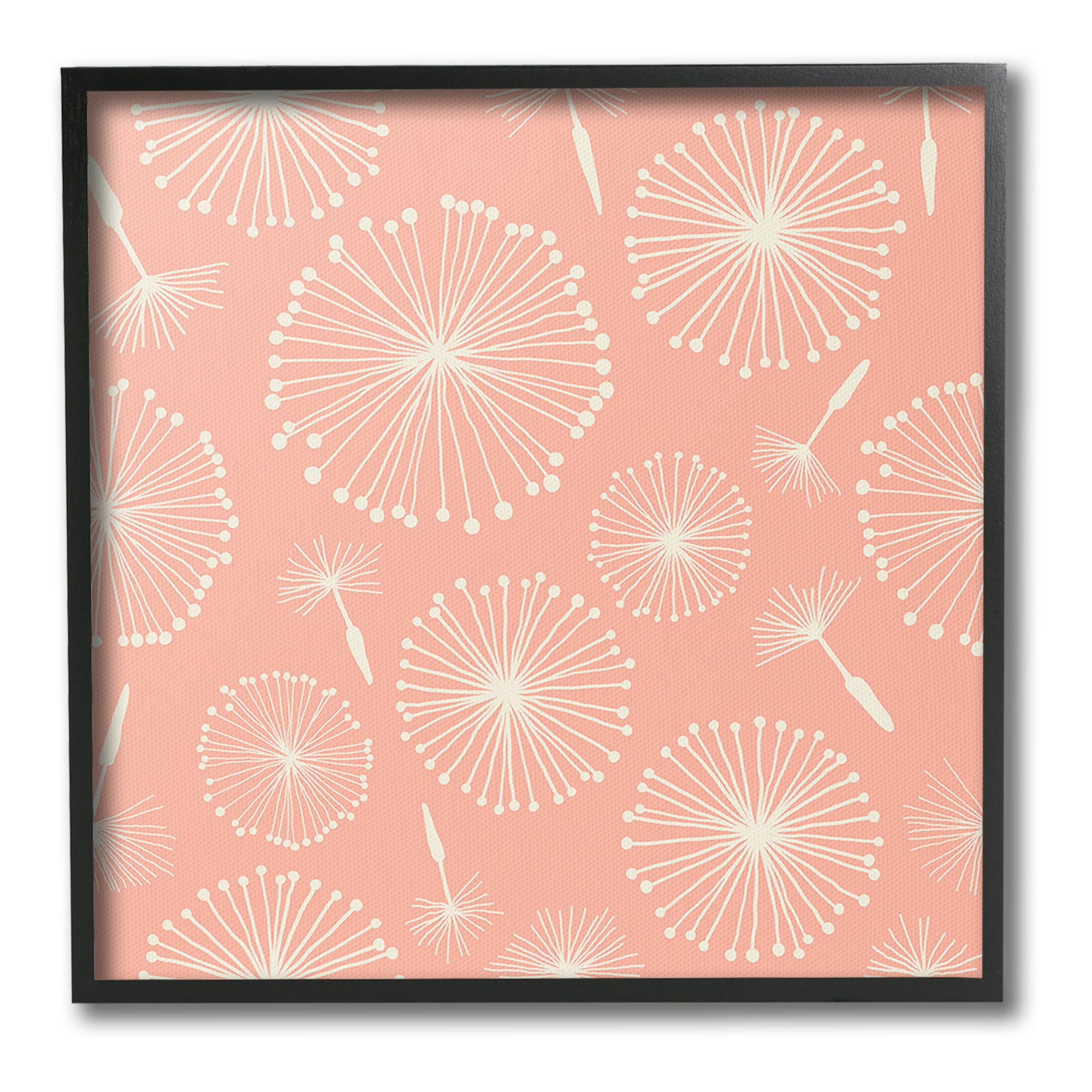 Stupell Industries Dandelions on Blush Botanical & Floral Painting Black Framed Art Print Wall Art, 17 x 17