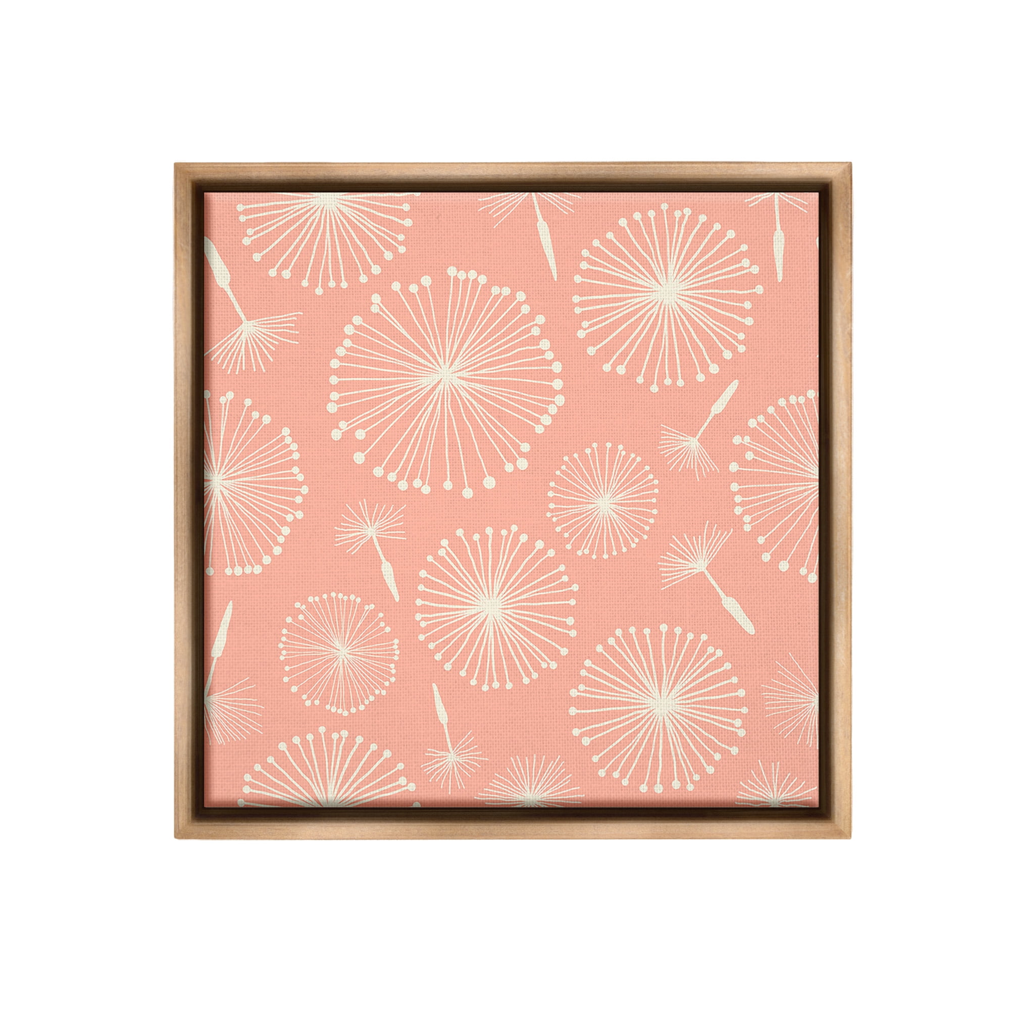 Stupell Industries Dandelions on Blush Botanical & Floral Painting Brown Floater Framed Canvas Art Print Wall Art, 18 x 18