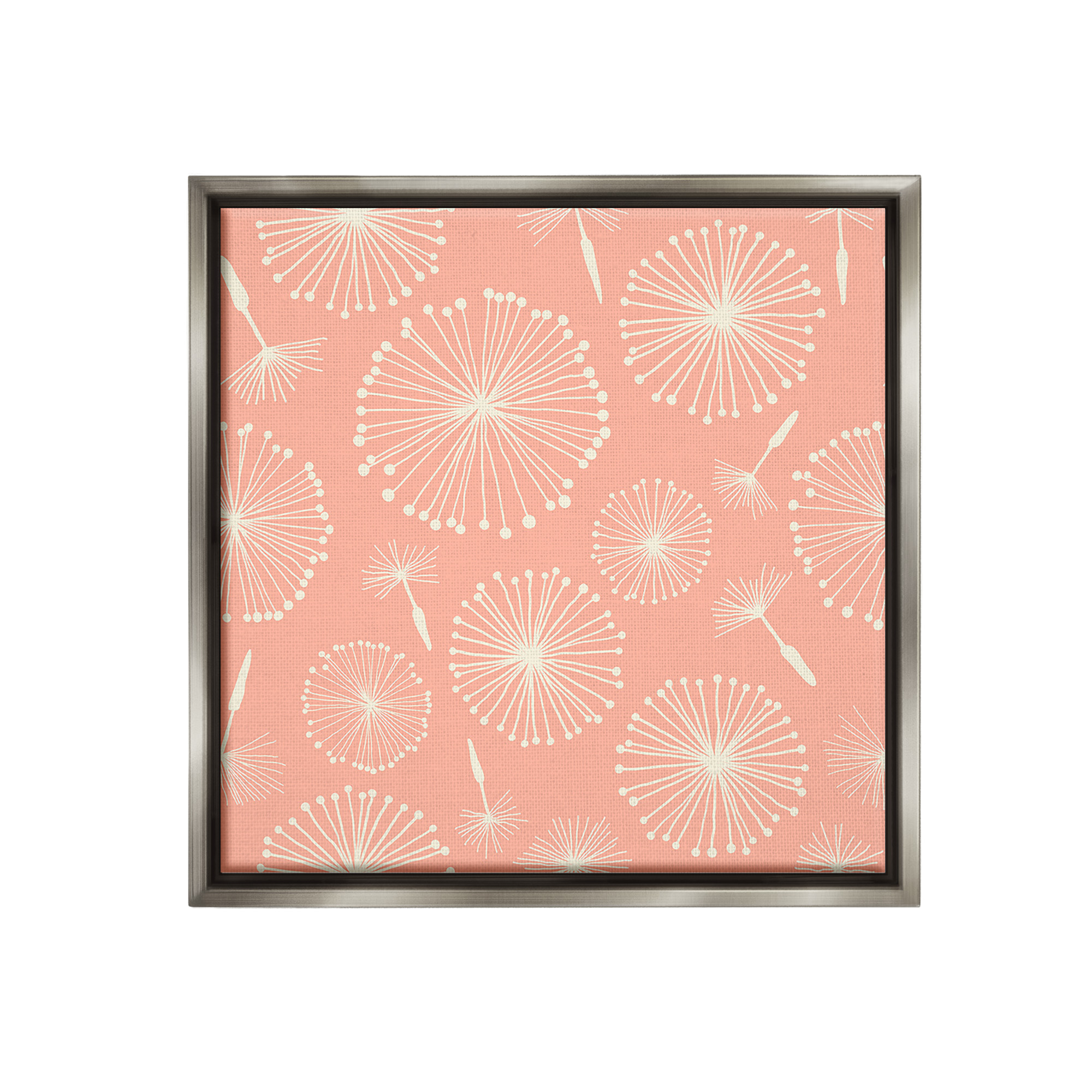 Stupell Industries Dandelions on Blush Botanical & Floral Painting Gray Floater Framed Canvas Art Print Wall Art, 25 x 25