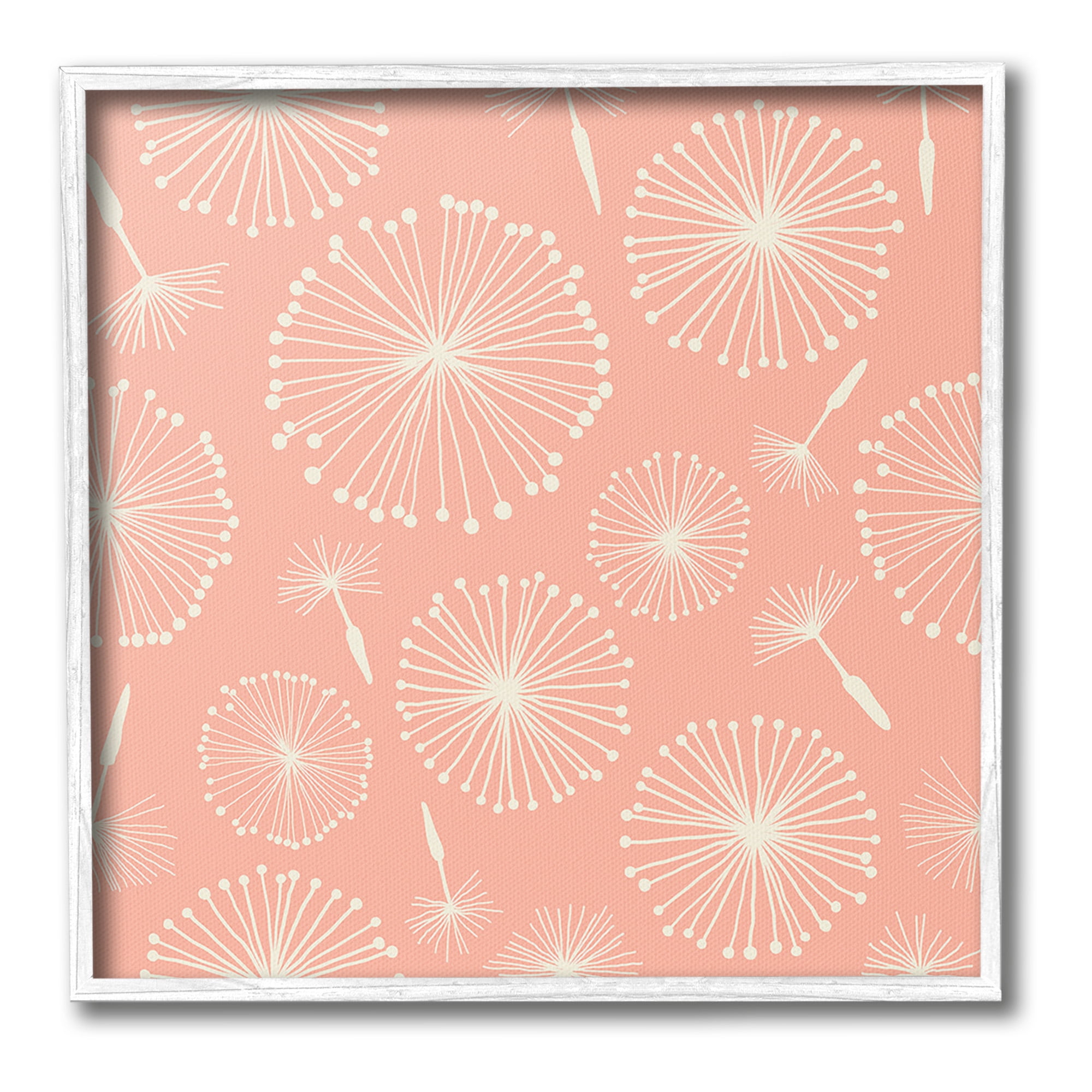 Stupell Industries Dandelions on Blush Botanical & Floral Painting White Framed Art Print Wall Art, 17 x 17
