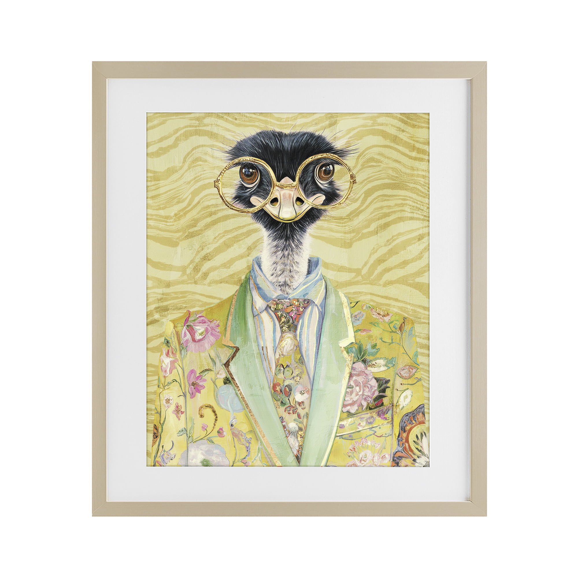 Stupell Industries Dandy Ostrich Portrait Birch Framed Print Under Glass, design by Svetlana Aleynikova