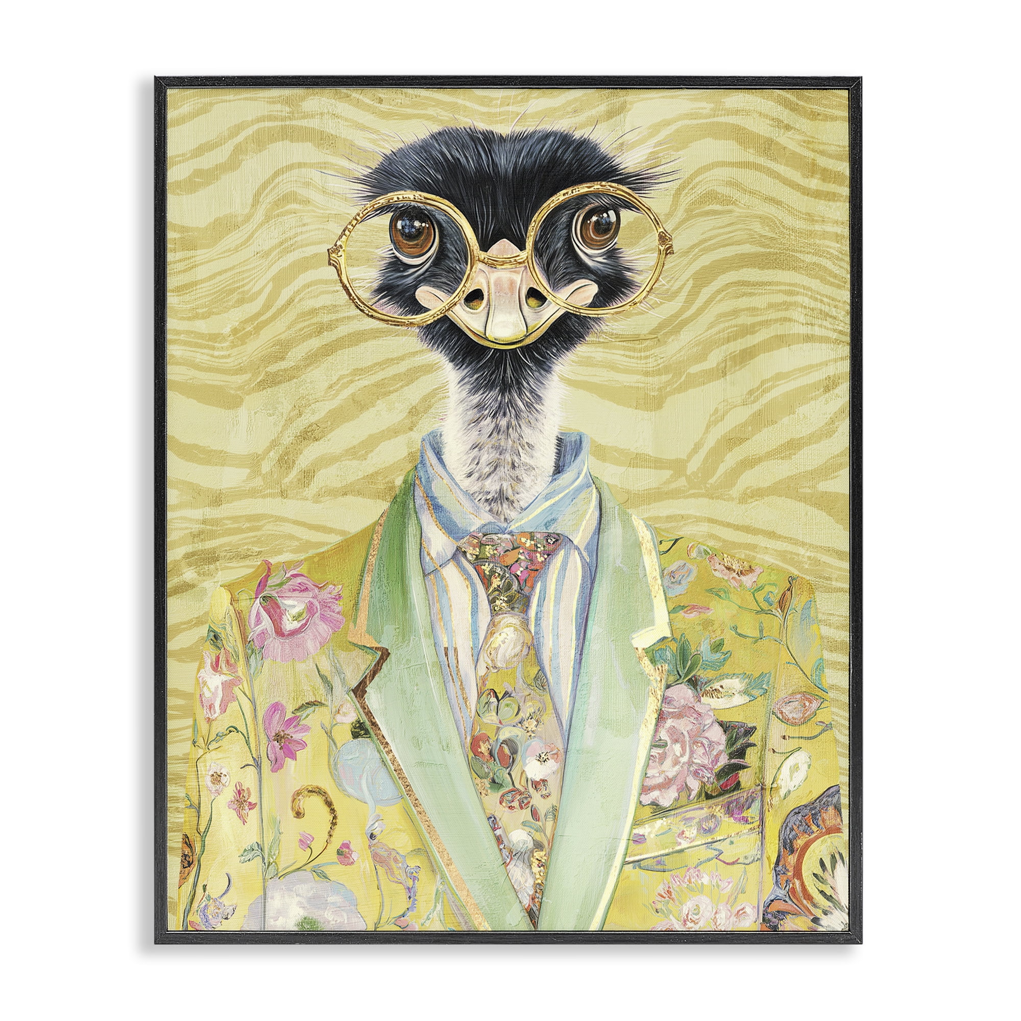 Stupell Industries Dandy Ostrich Portrait Black Framed Giclee Art, design by Svetlana Aleynikova