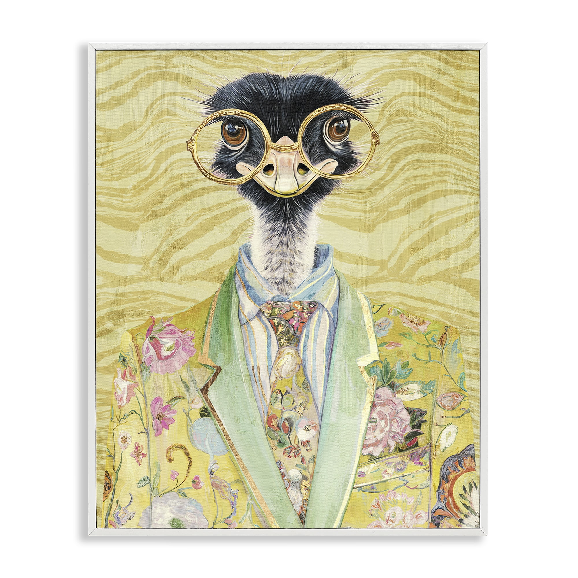 Stupell Industries Dandy Ostrich Portrait White Framed Giclee Art, design by Svetlana Aleynikova